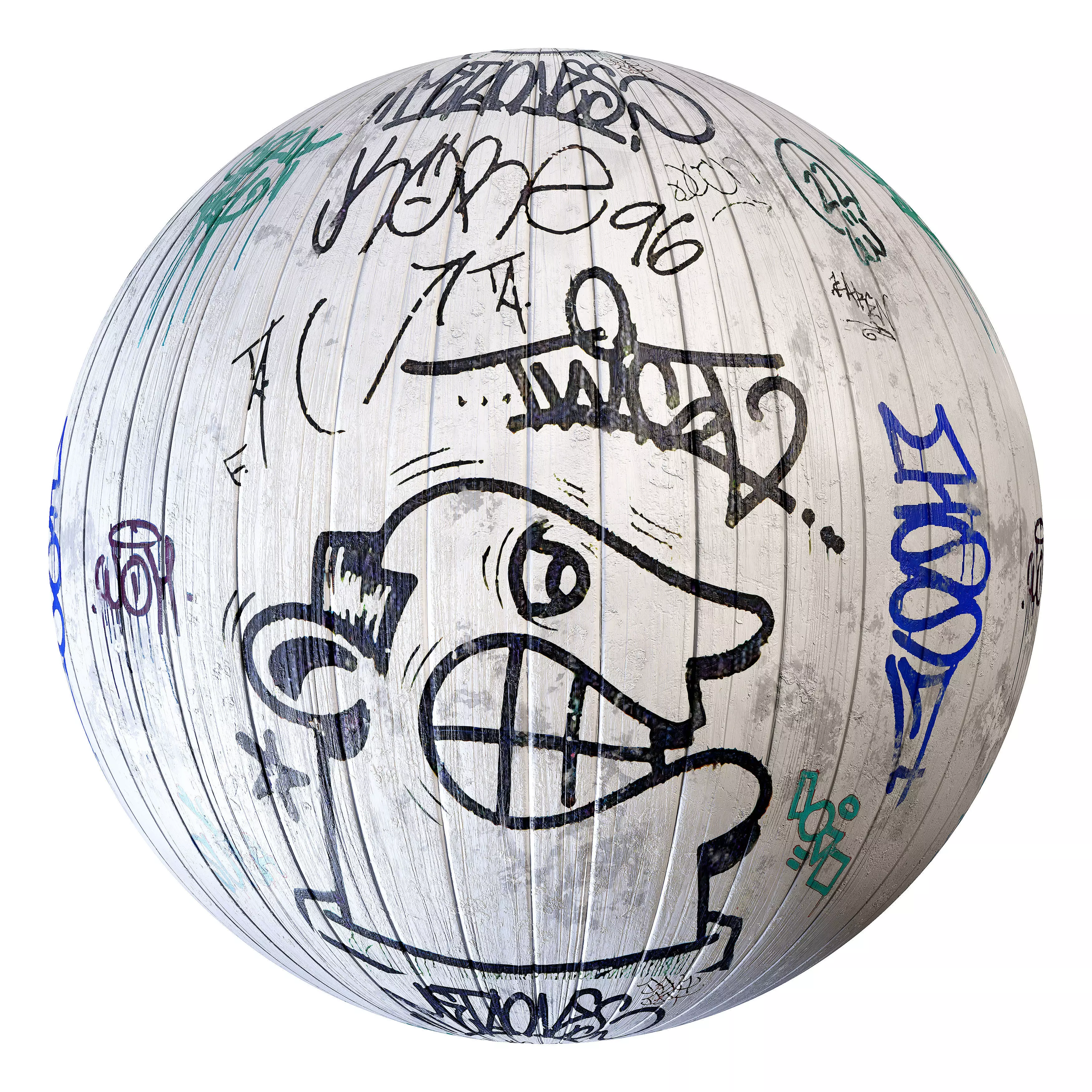 Graffiti 17 - on wood plank plaster and brick 3D model_0