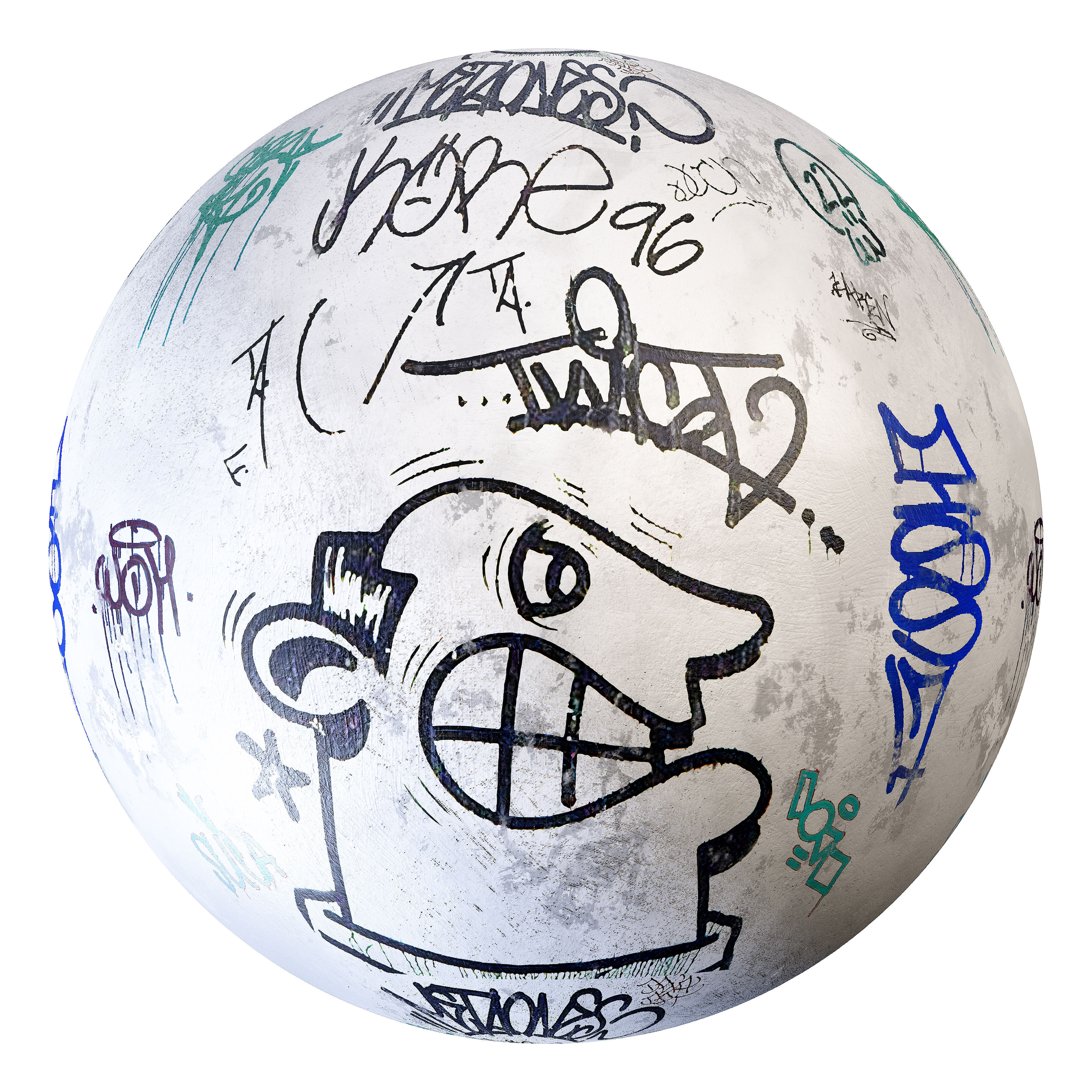 Graffiti 17 - on wood plank plaster and brick 3D model_1