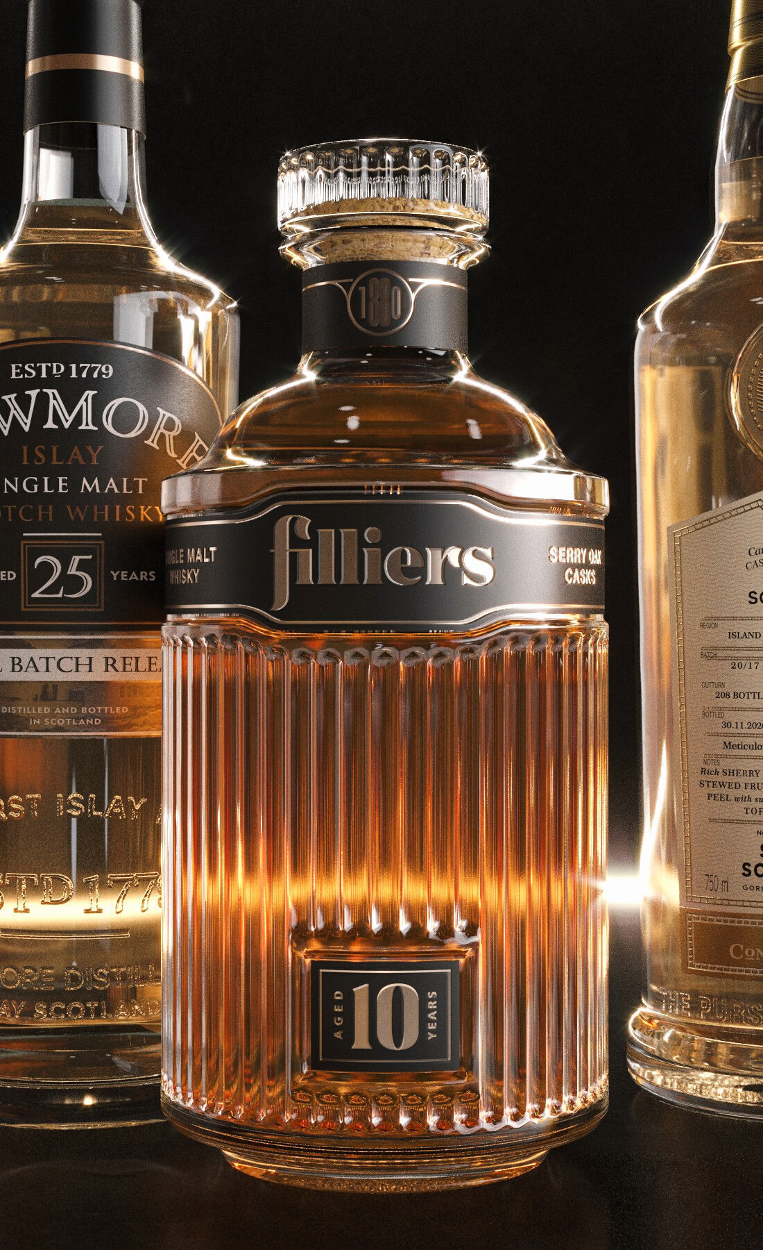 Bar Set 2 liquor bottles  3D model_7