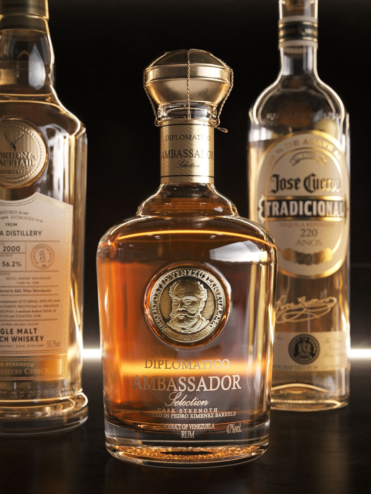 Bar Set 2 liquor bottles  3D model_5