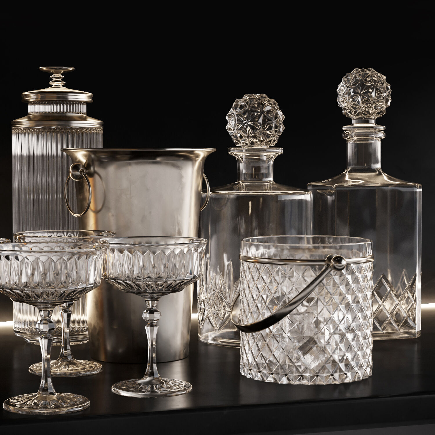 Bar Set 2 liquor bottles  3D model_19