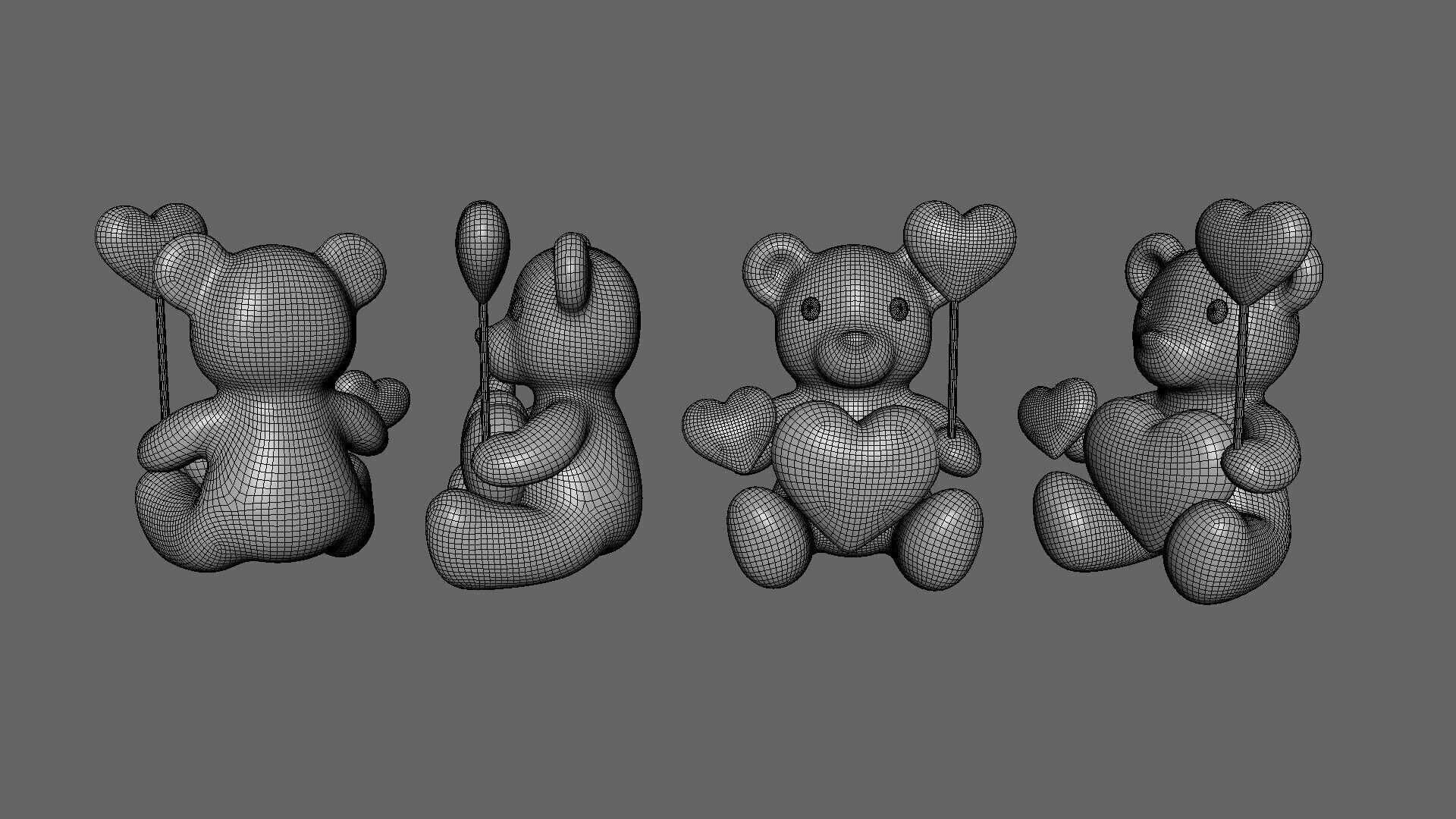 Valentines Day Teddy Bear With Heart Decorate 3D model_9
