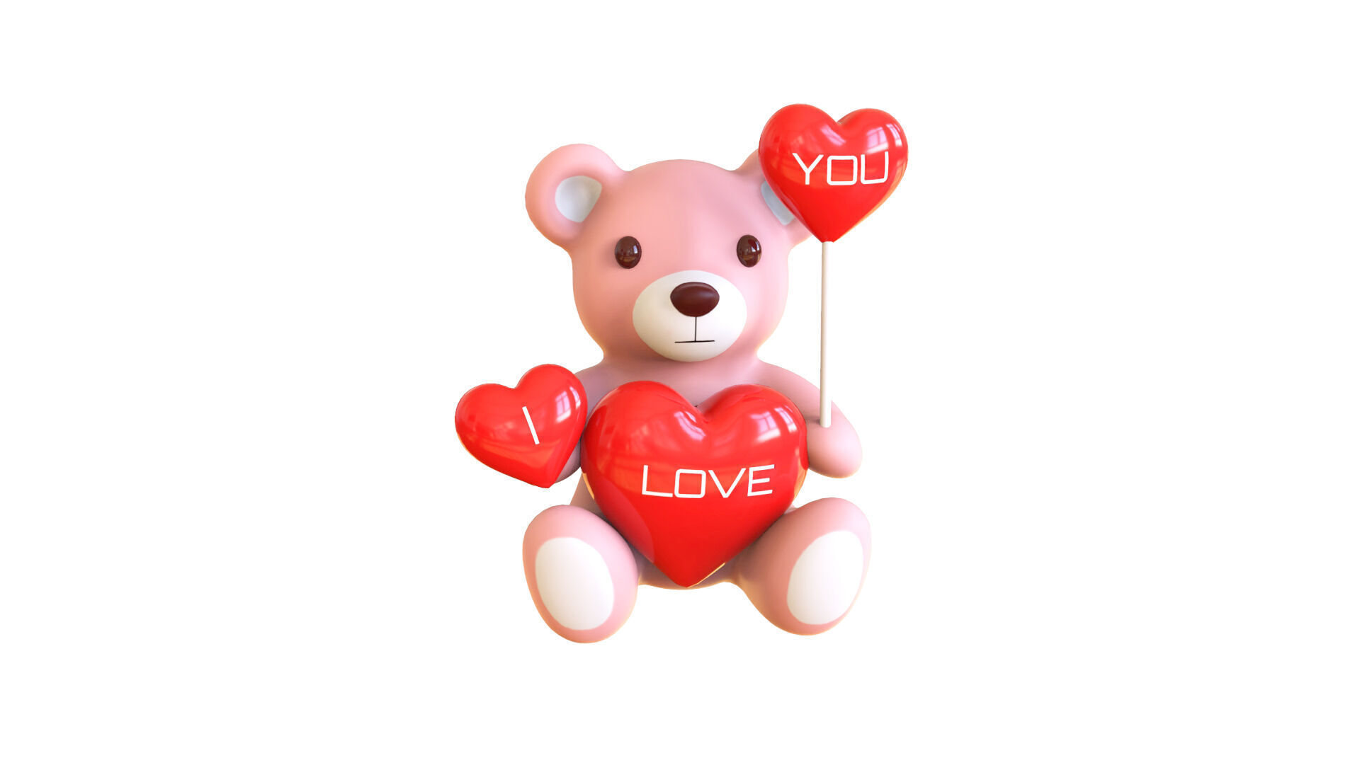 Valentines Day Teddy Bear With Heart Decorate 3D model_1