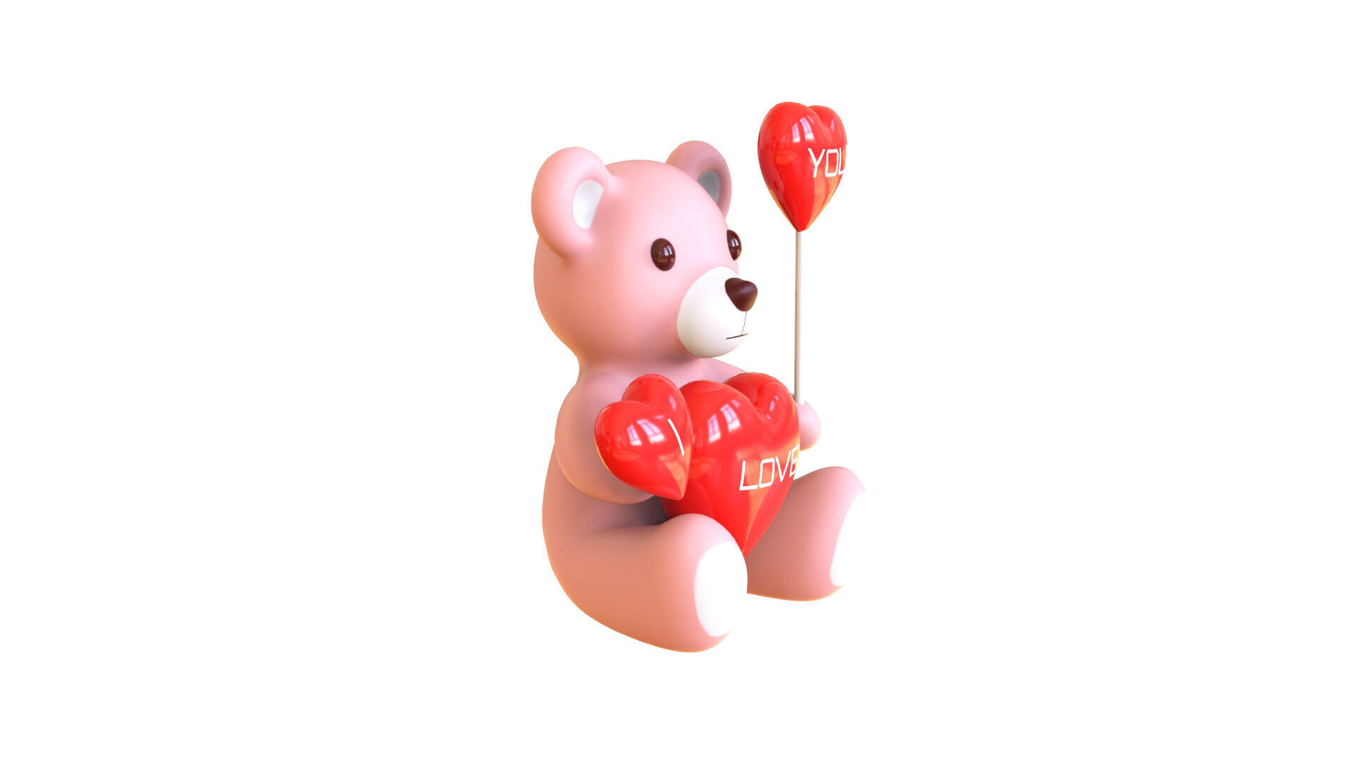 Valentines Day Teddy Bear With Heart Decorate 3D model_16