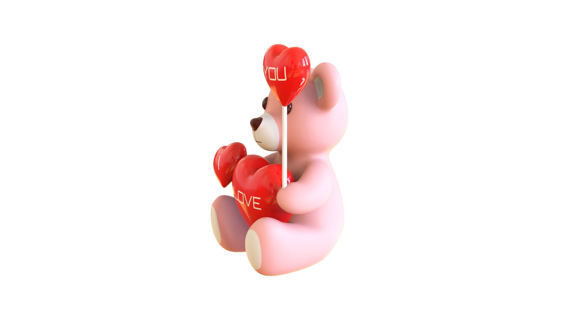 Valentines Day Teddy Bear With Heart Decorate 3D model_4