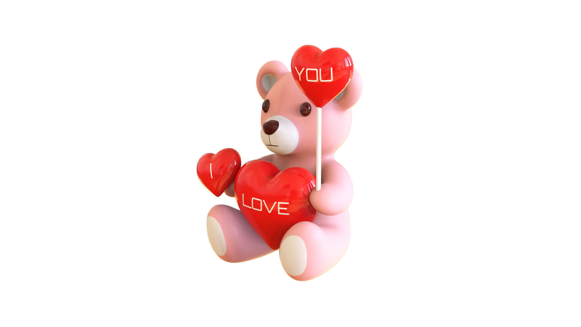 Valentines Day Teddy Bear With Heart Decorate 3D model_3