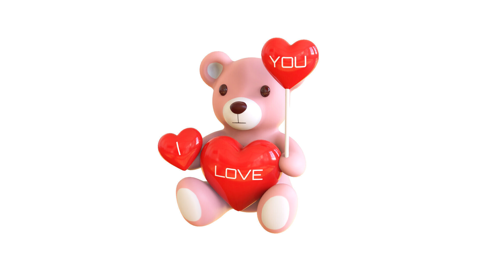 Valentines Day Teddy Bear With Heart Decorate 3D model_2
