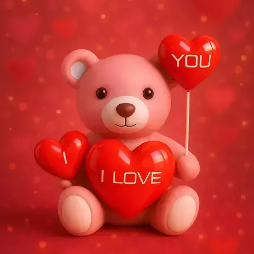 Valentines Day Teddy Bear With Heart Decorate 