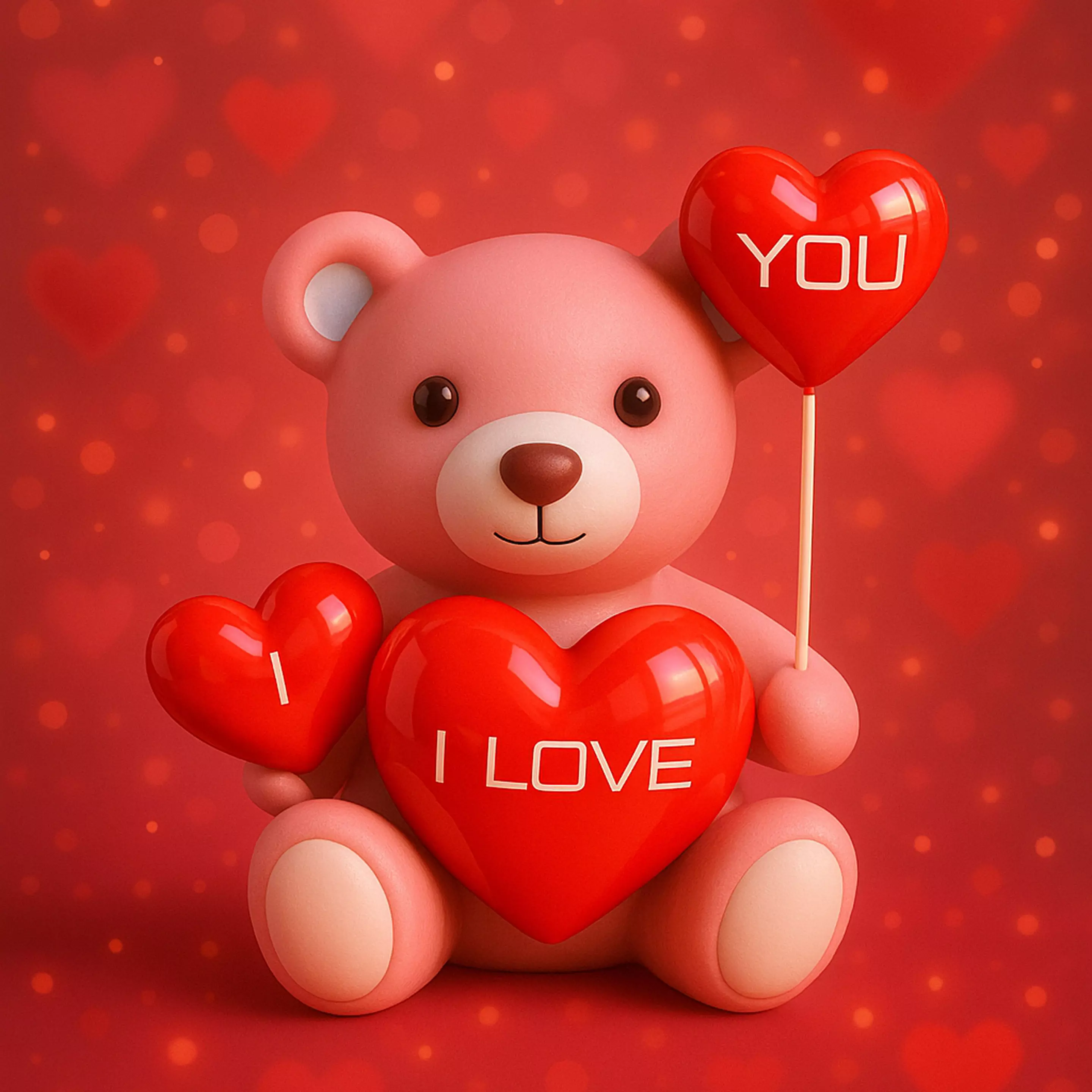 Valentines Day Teddy Bear With Heart Decorate 3D model_0