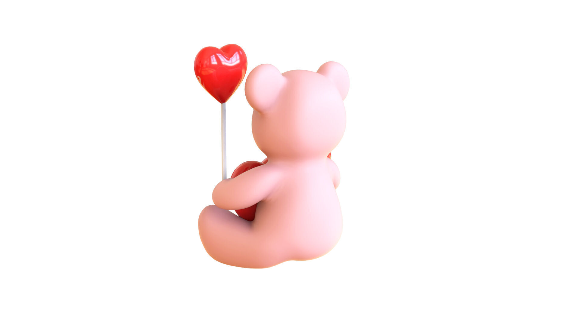 Valentines Day Teddy Bear With Heart Decorate 3D model_7