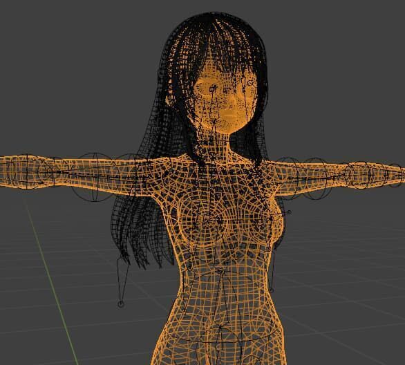 T pose rigged model - Kei Shirogane anime girl 3D model Low-poly 3D model_3