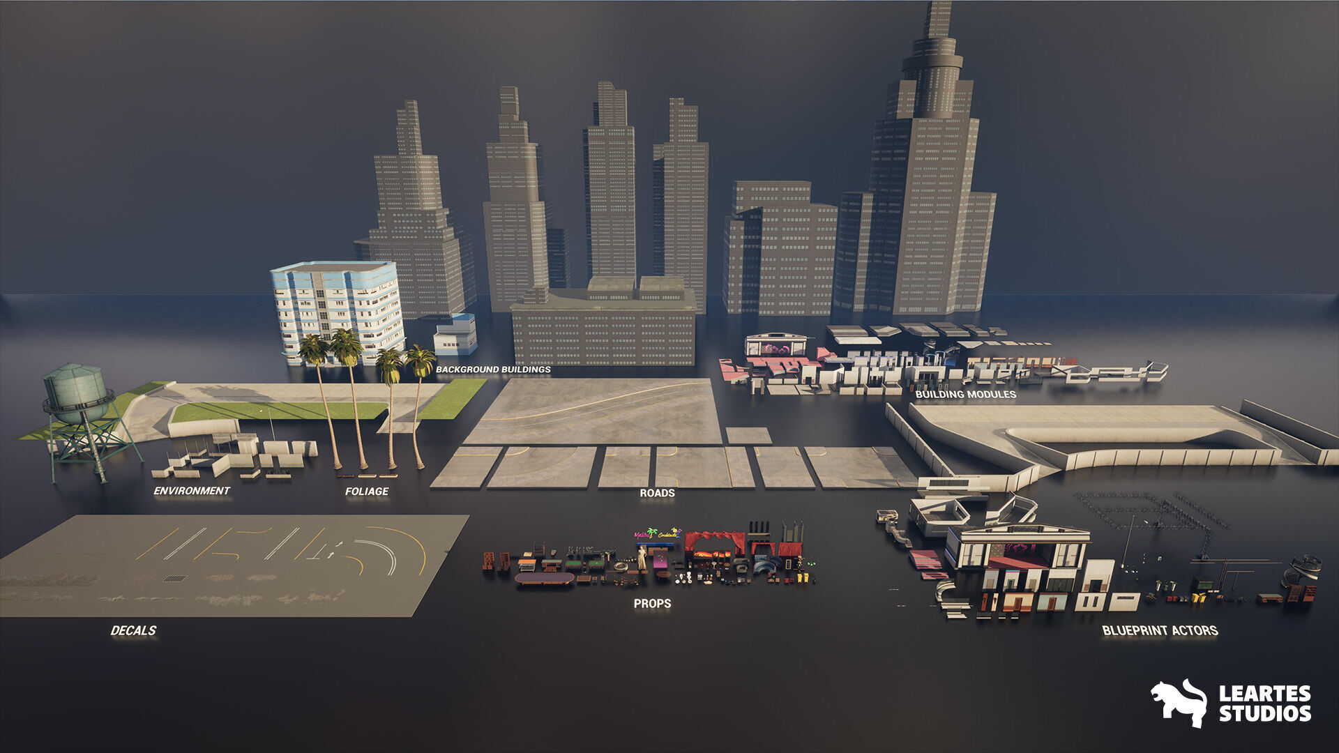 Miami Club Environment Low-poly 3D model_32