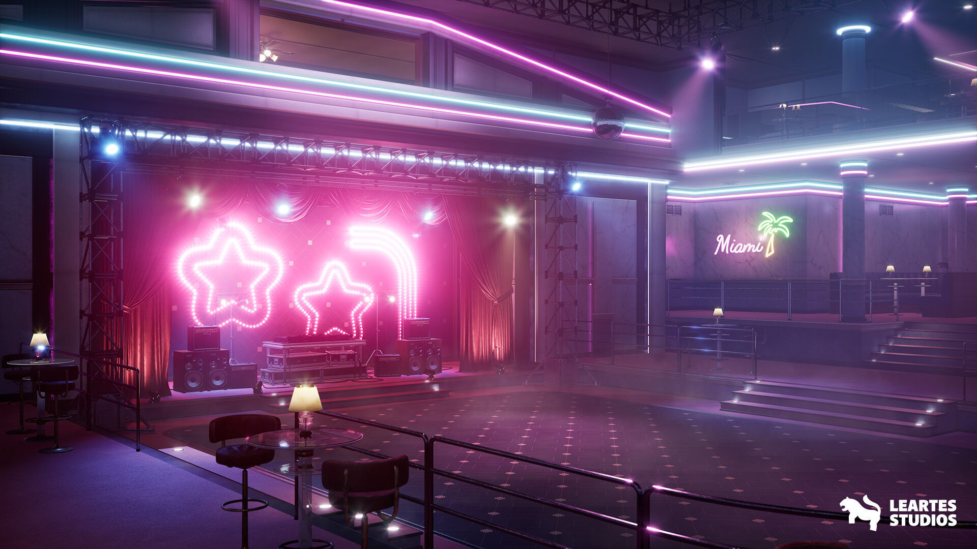 Miami Club Environment Low-poly 3D model_3