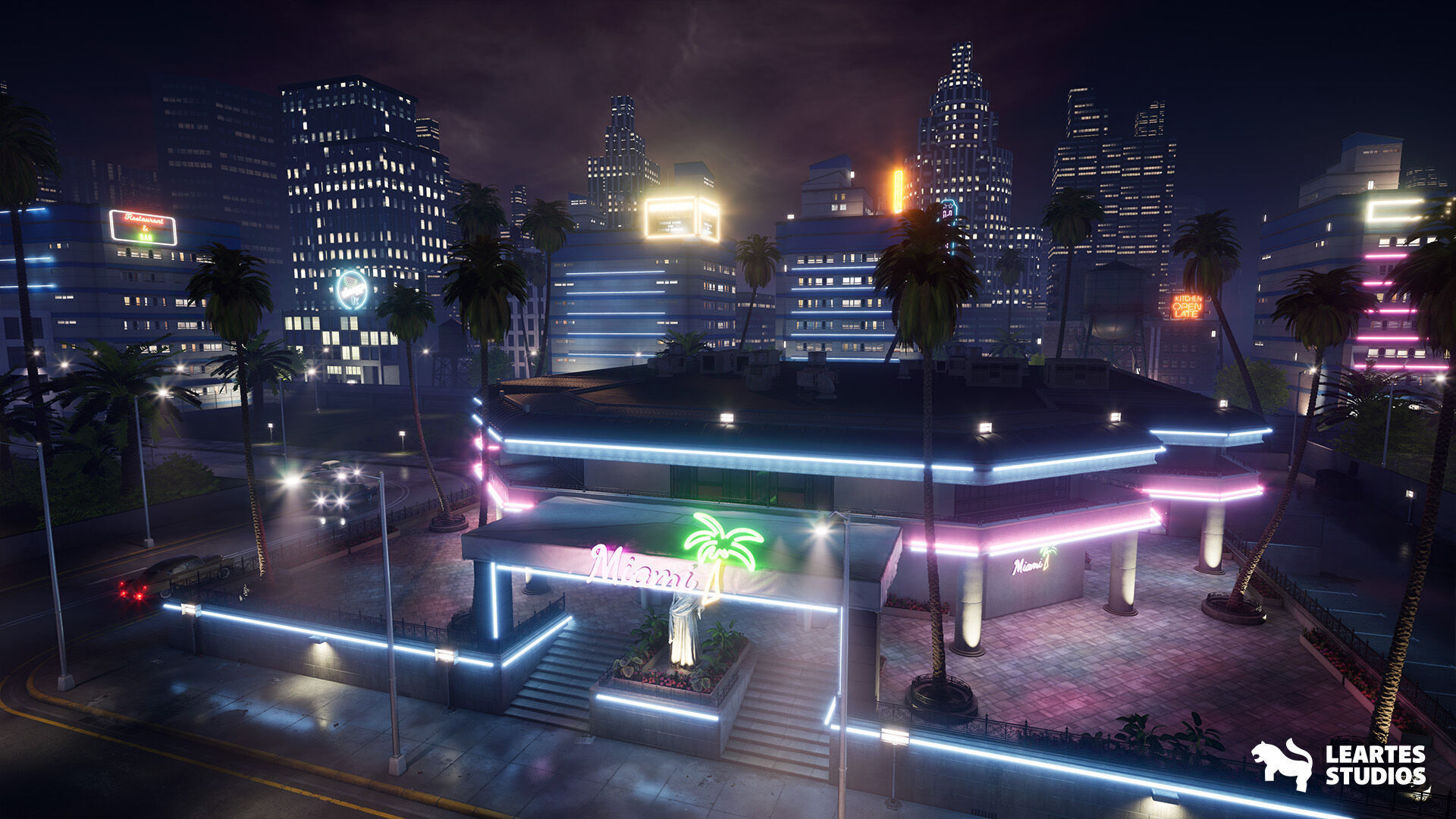 Miami Club Environment Low-poly 3D model_29