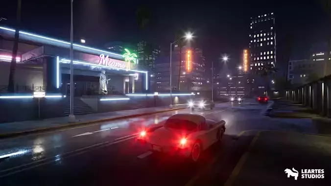 Miami Club Environment Low-poly 3D model