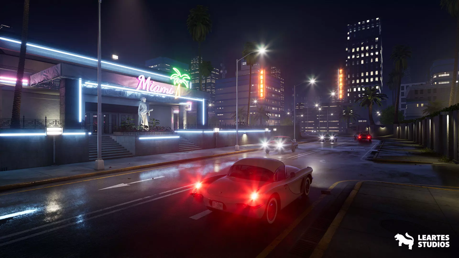 Miami Club Environment Low-poly 3D model_0