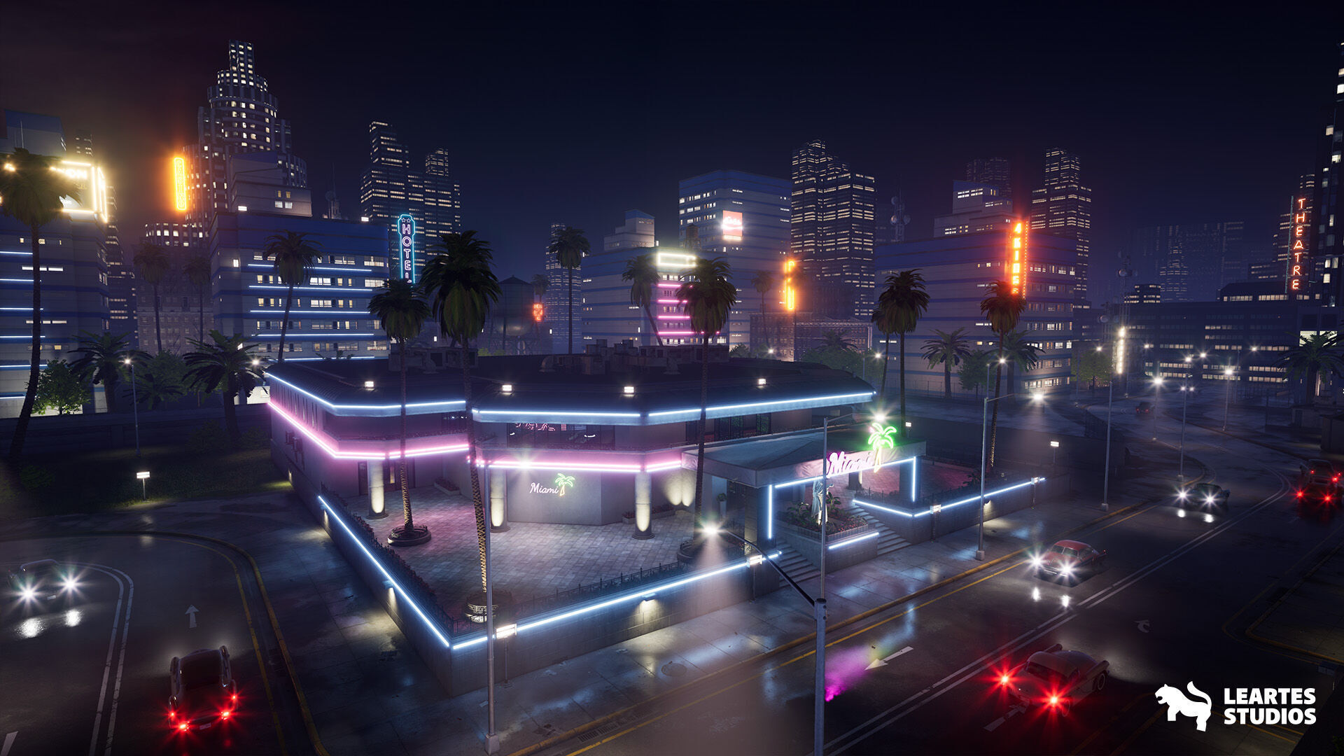 Miami Club Environment Low-poly 3D model_30