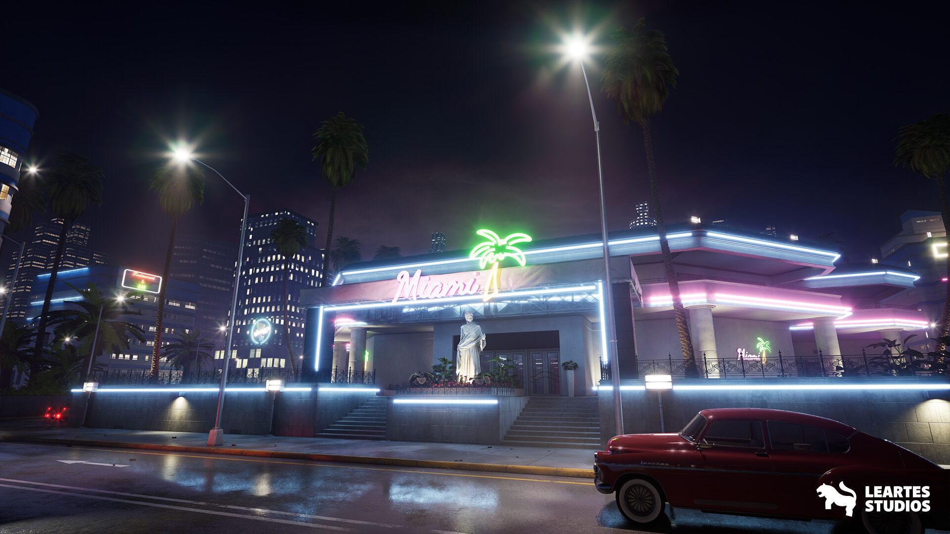 Miami Club Environment Low-poly 3D model_28