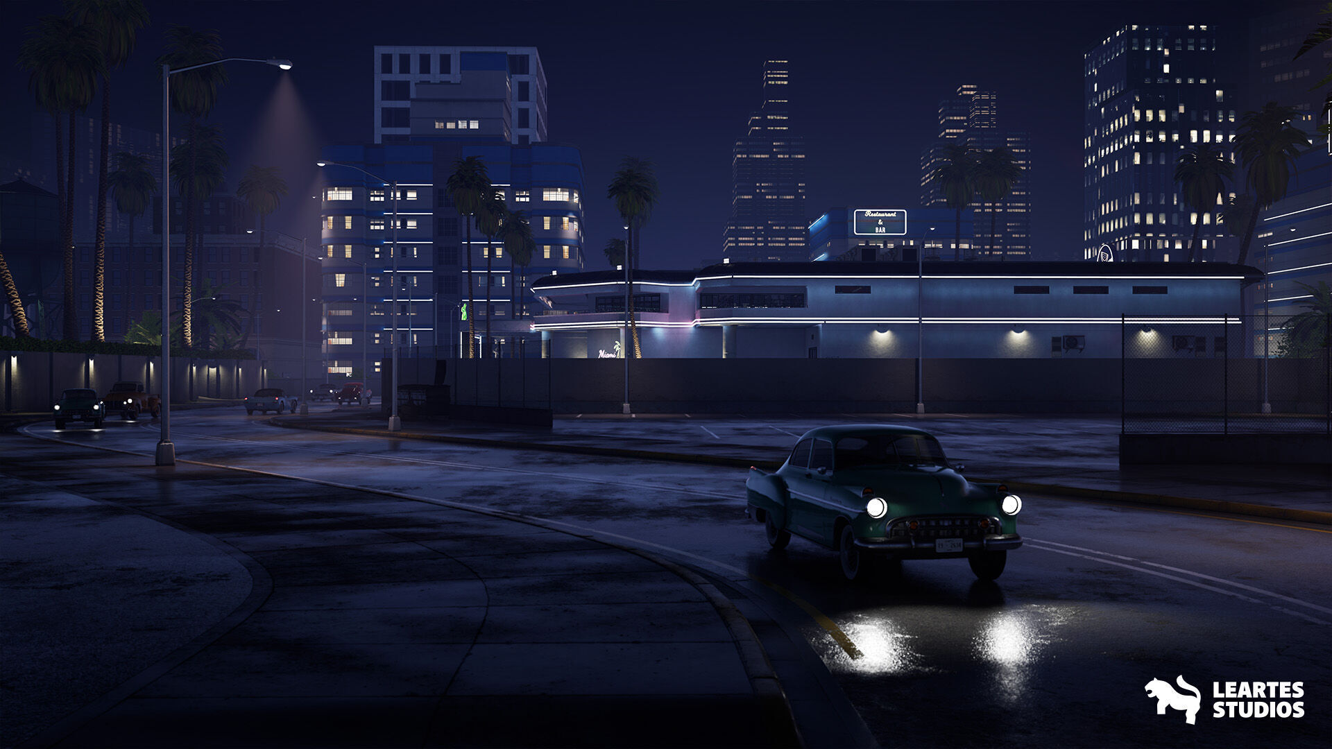 Miami Club Environment Low-poly 3D model_23