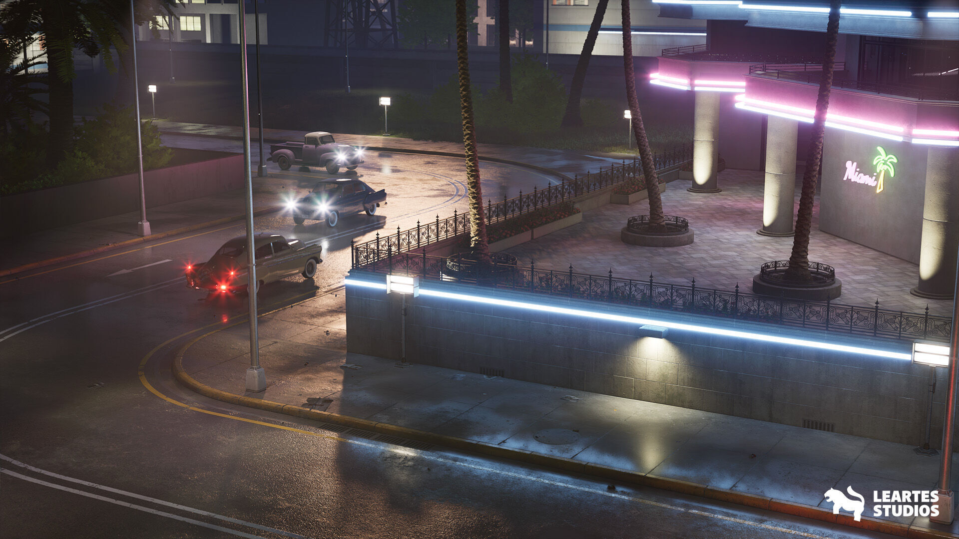 Miami Club Environment Low-poly 3D model_19