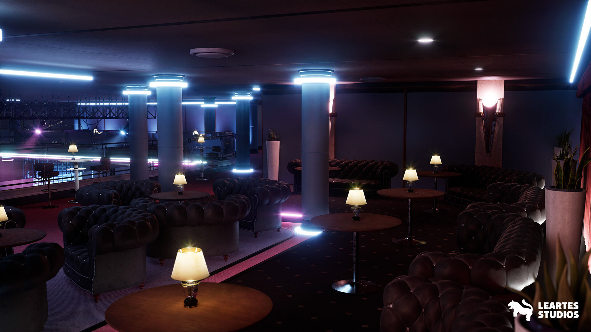 Miami Club Environment Low-poly 3D model_8