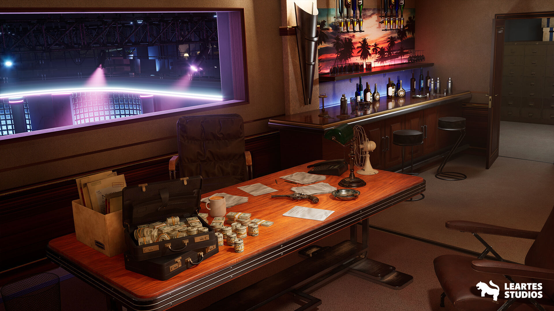 Miami Club Environment Low-poly 3D model_11