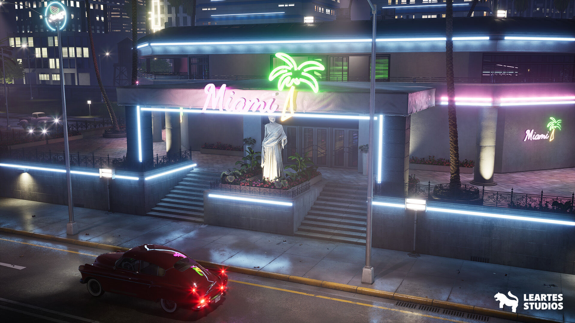 Miami Club Environment Low-poly 3D model_25
