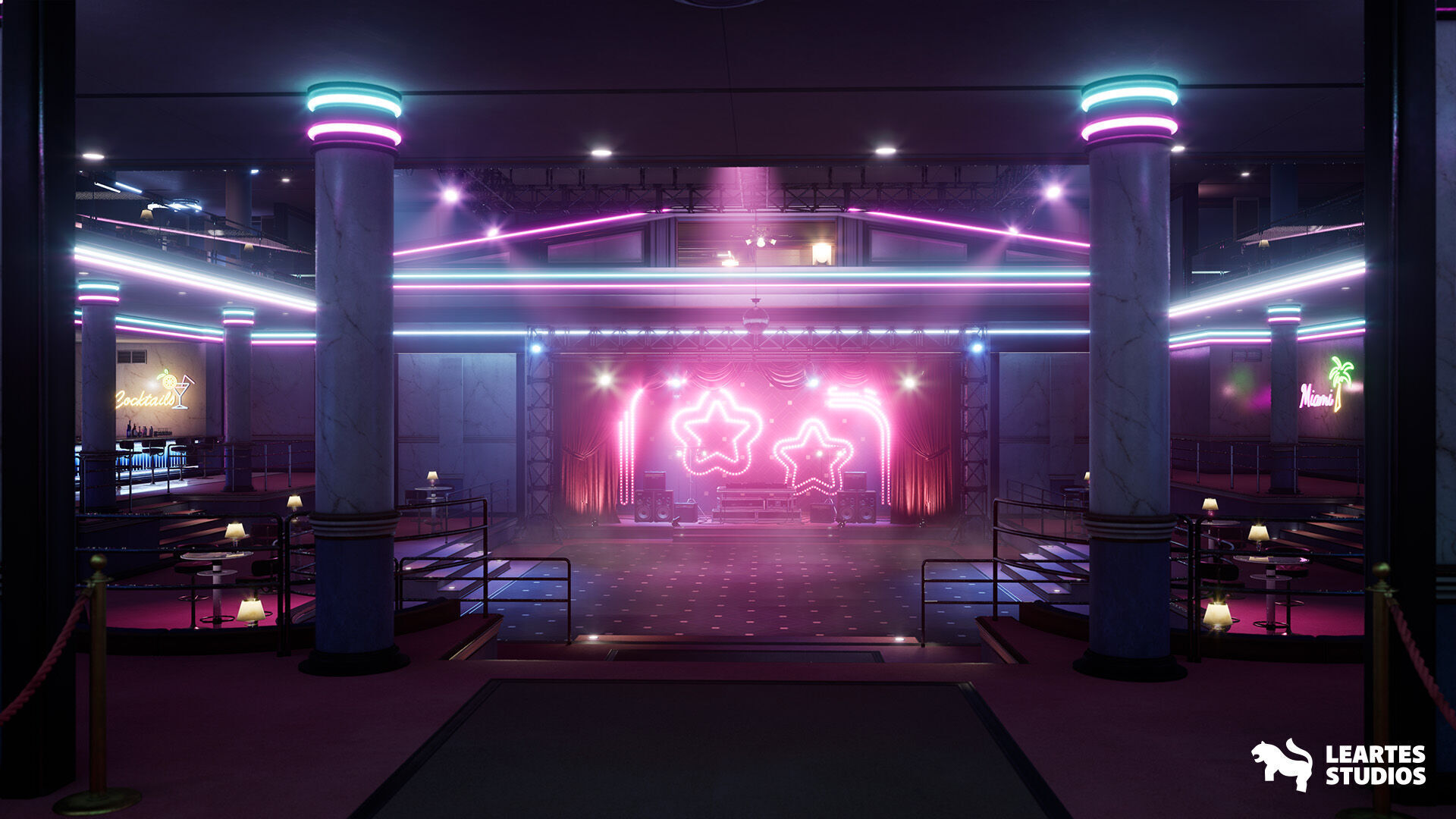 Miami Club Environment Low-poly 3D model_5