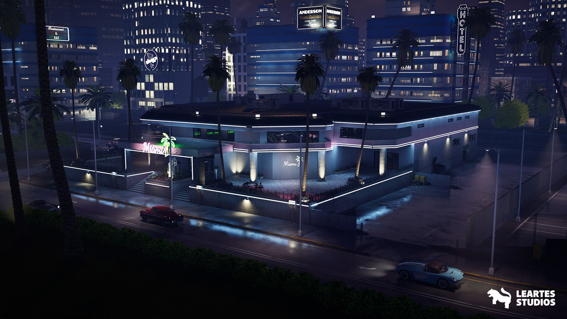 Miami Club Environment Low-poly 3D model_24