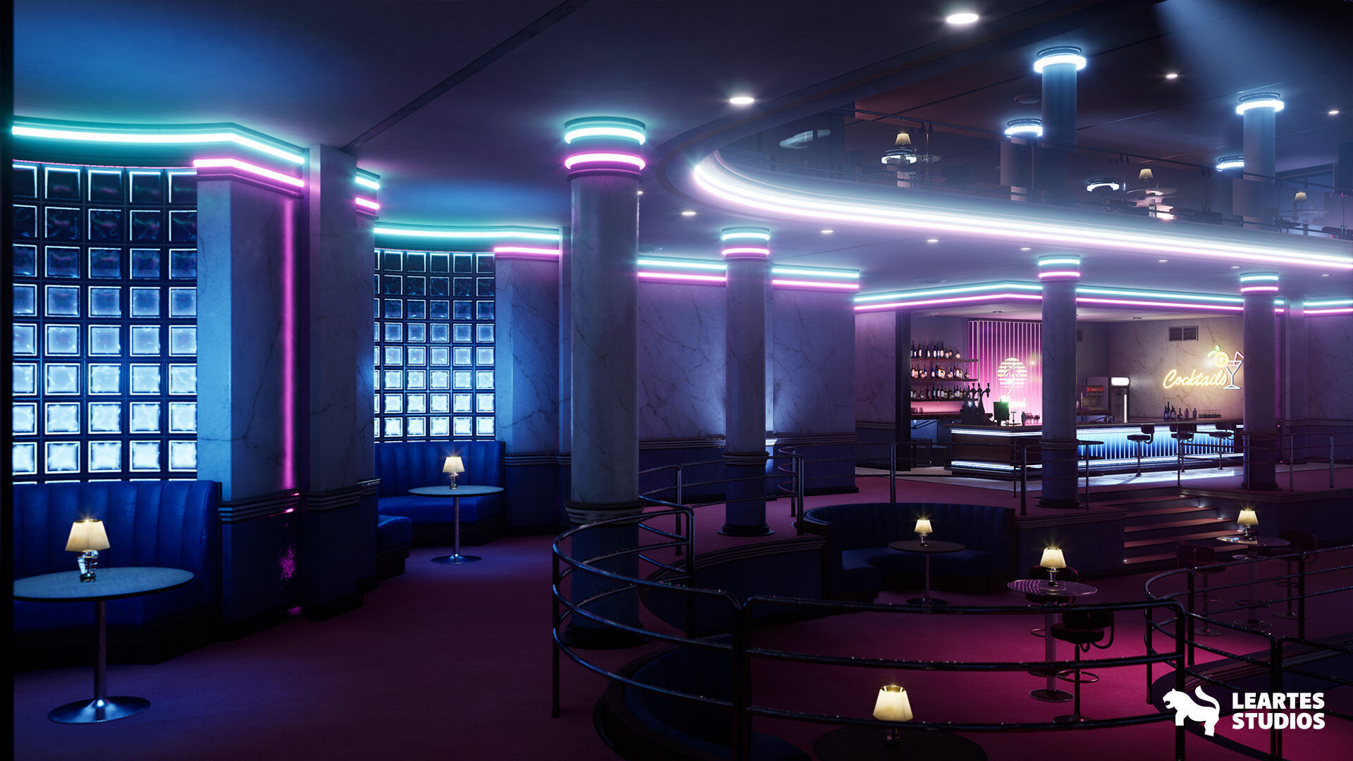 Miami Club Environment Low-poly 3D model_4