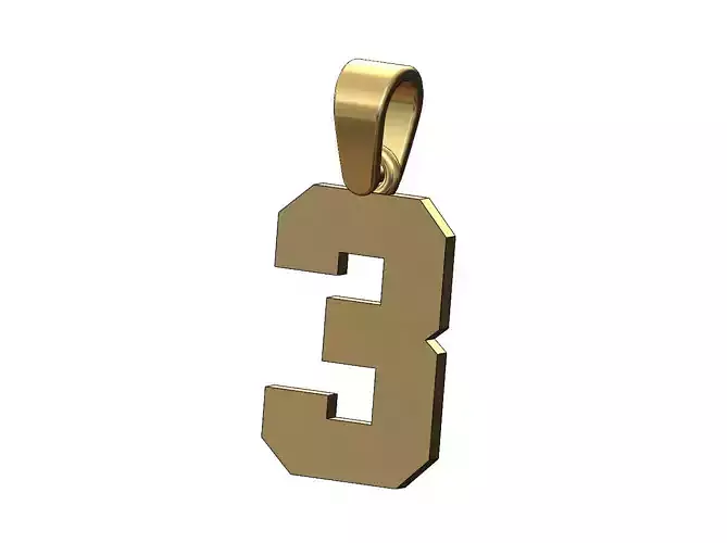 NBA font number 3 pendant charm with bail