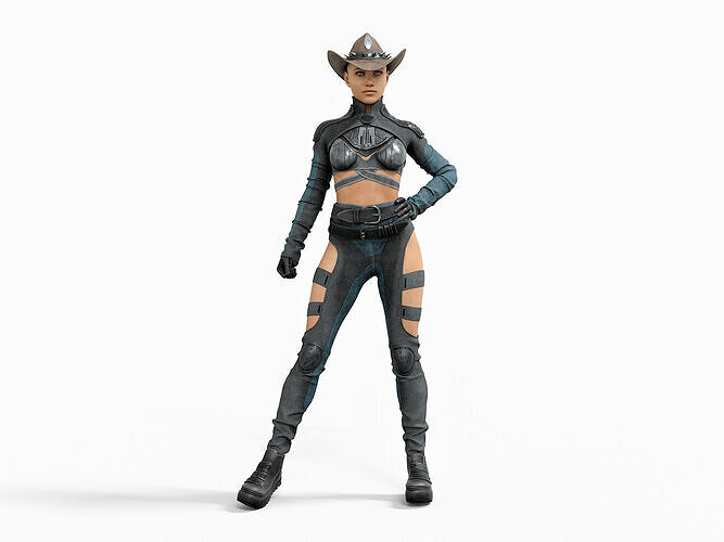 Western Sci-Fi Outfit Clothing  Low-poly 3D model