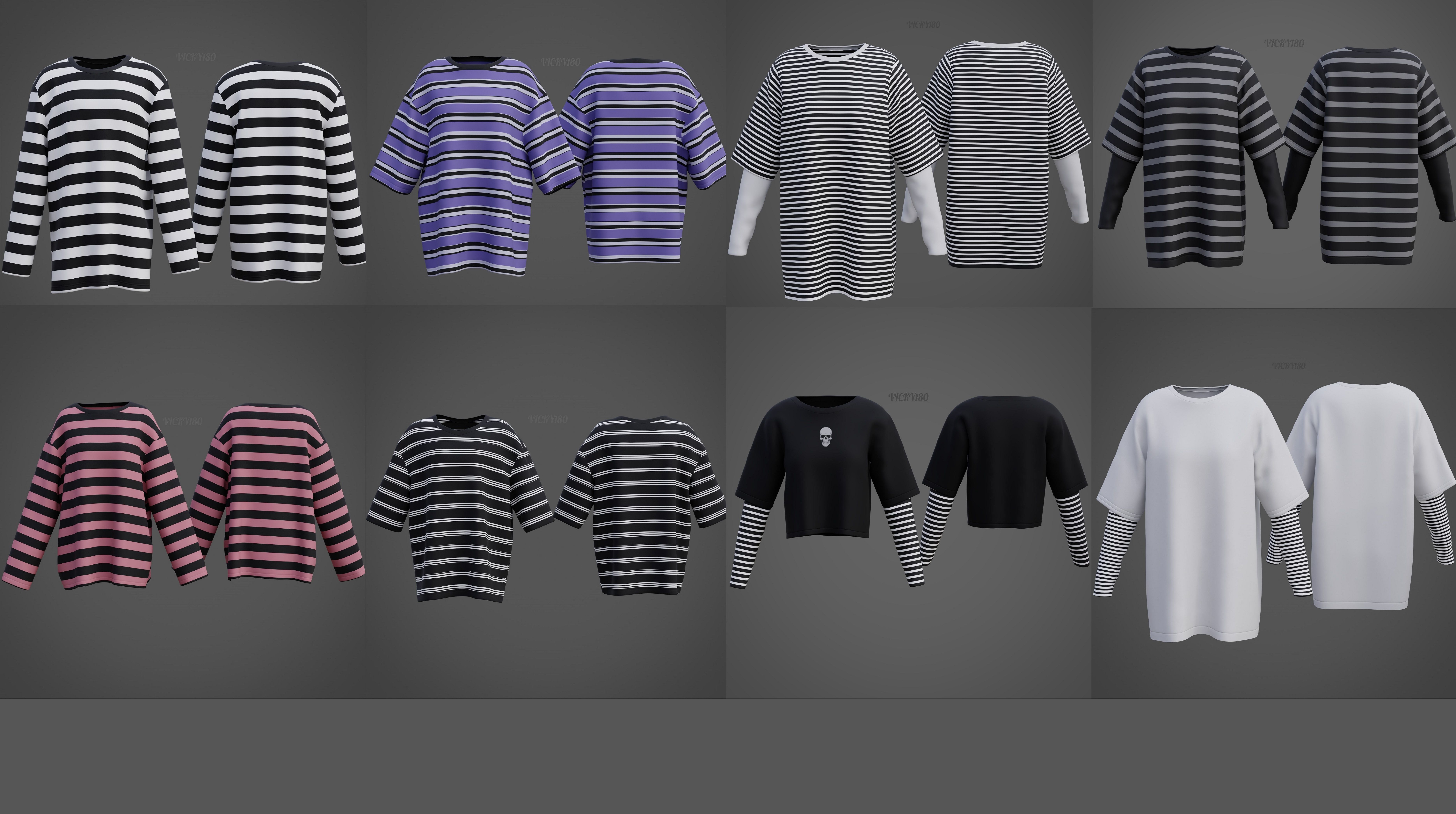 Unisex Striped Shirt Collection Harajuku T-shirt Goth Sweatshirt _48