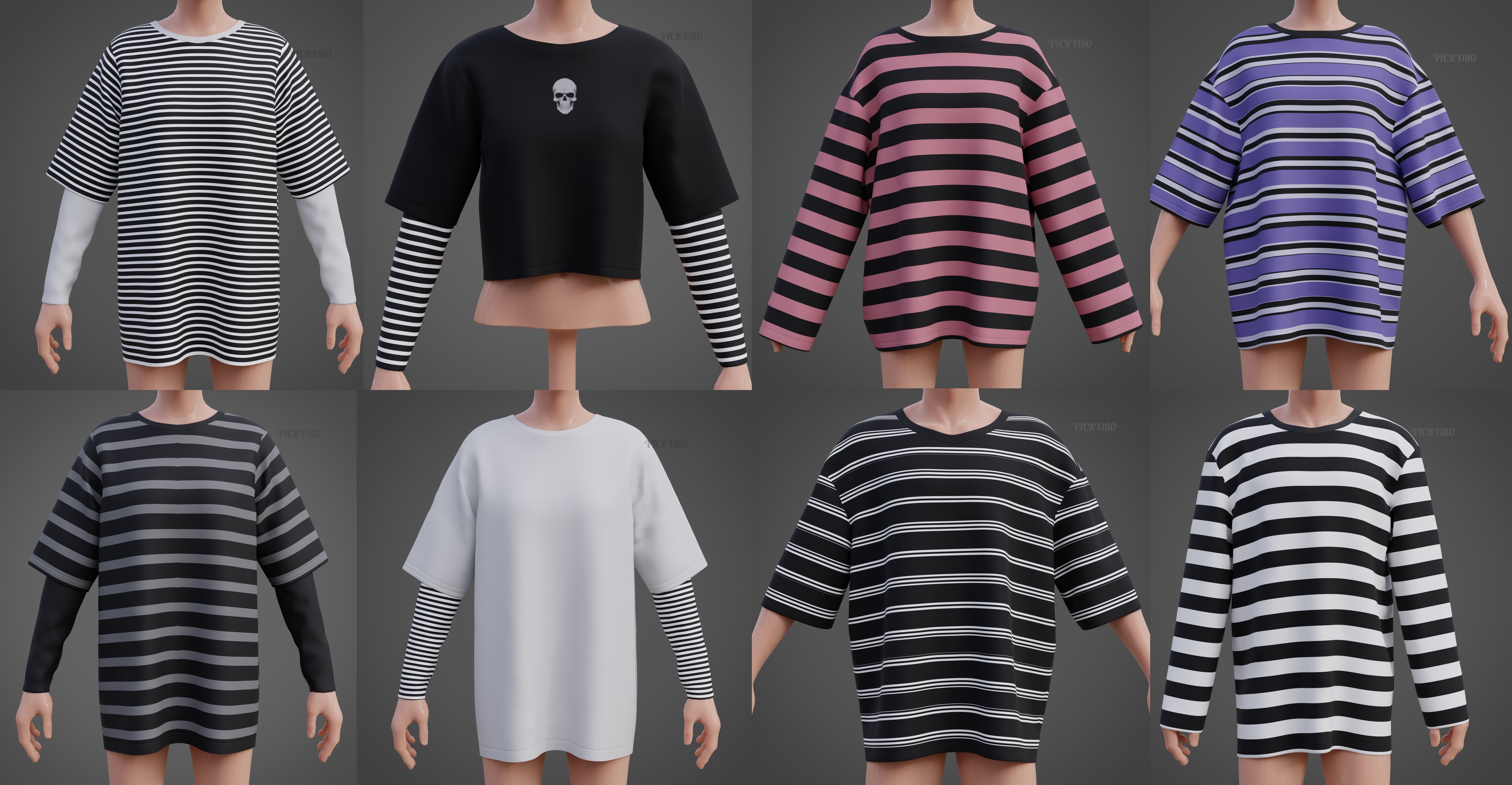 Unisex Striped Shirt Collection Harajuku T-shirt Goth Sweatshirt _2