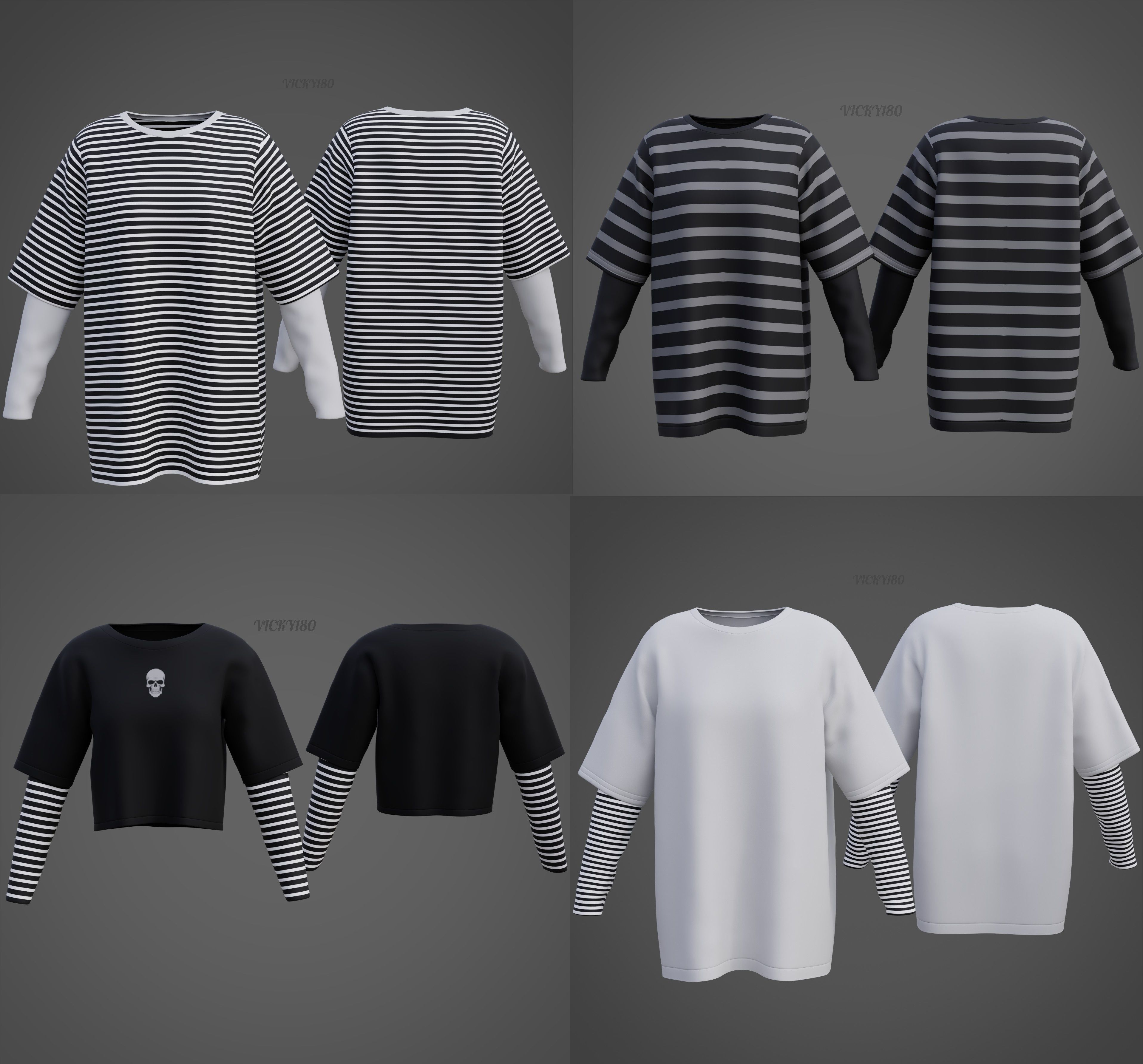 Unisex Striped Shirt Collection Harajuku T-shirt Goth Sweatshirt _6