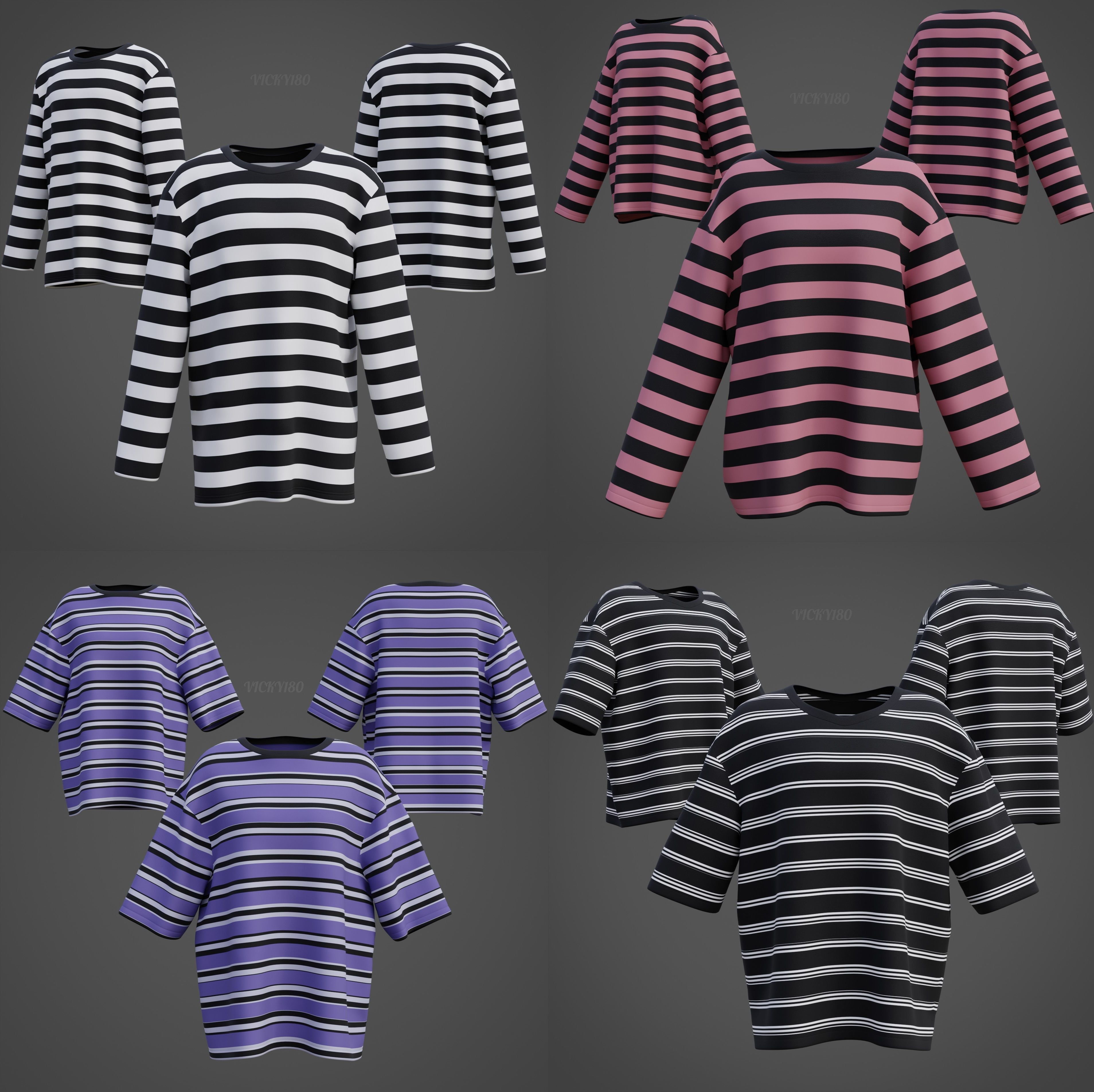 Unisex Striped Shirt Collection Harajuku T-shirt Goth Sweatshirt _47