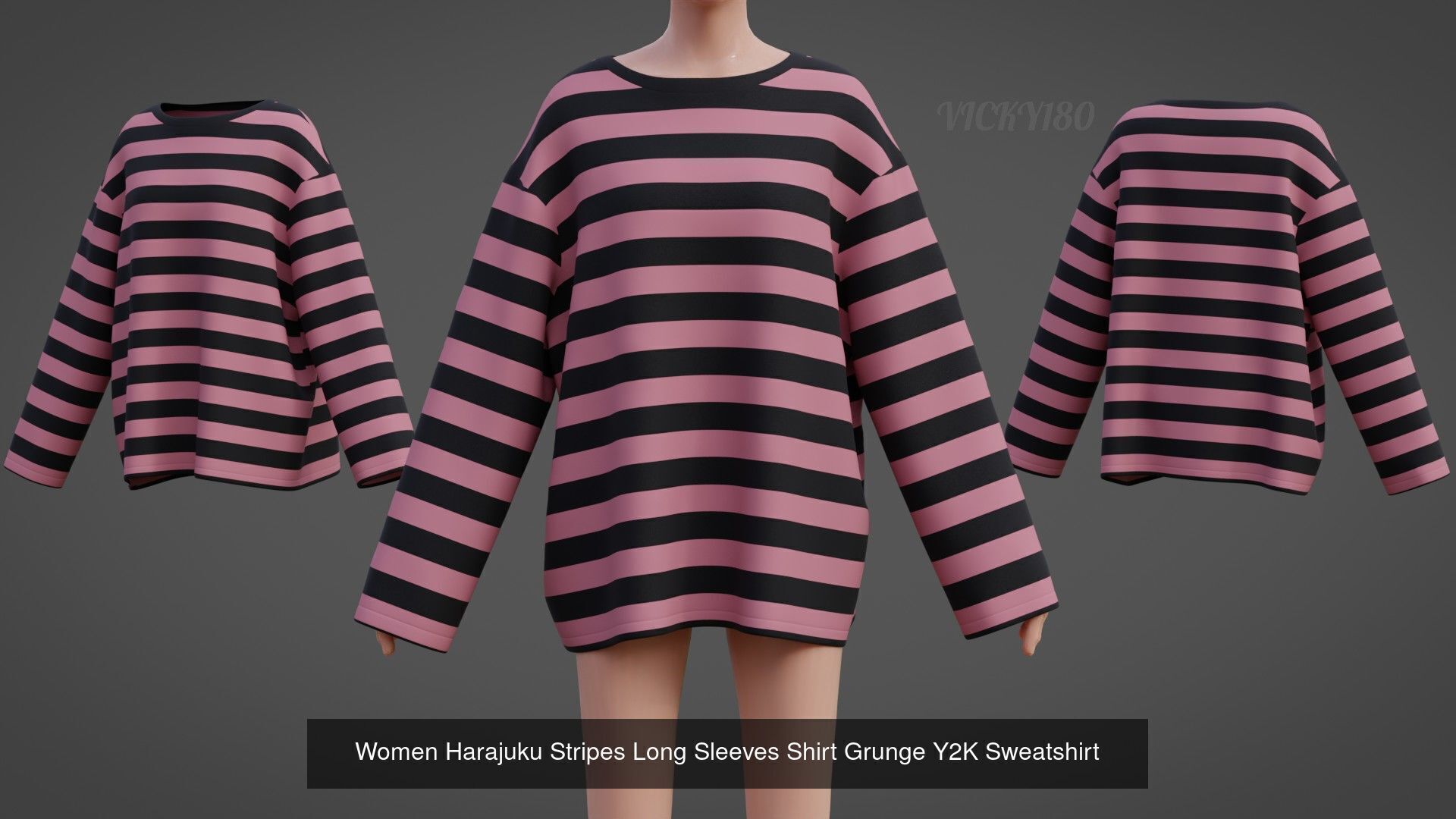 Unisex Striped Shirt Collection Harajuku T-shirt Goth Sweatshirt _31