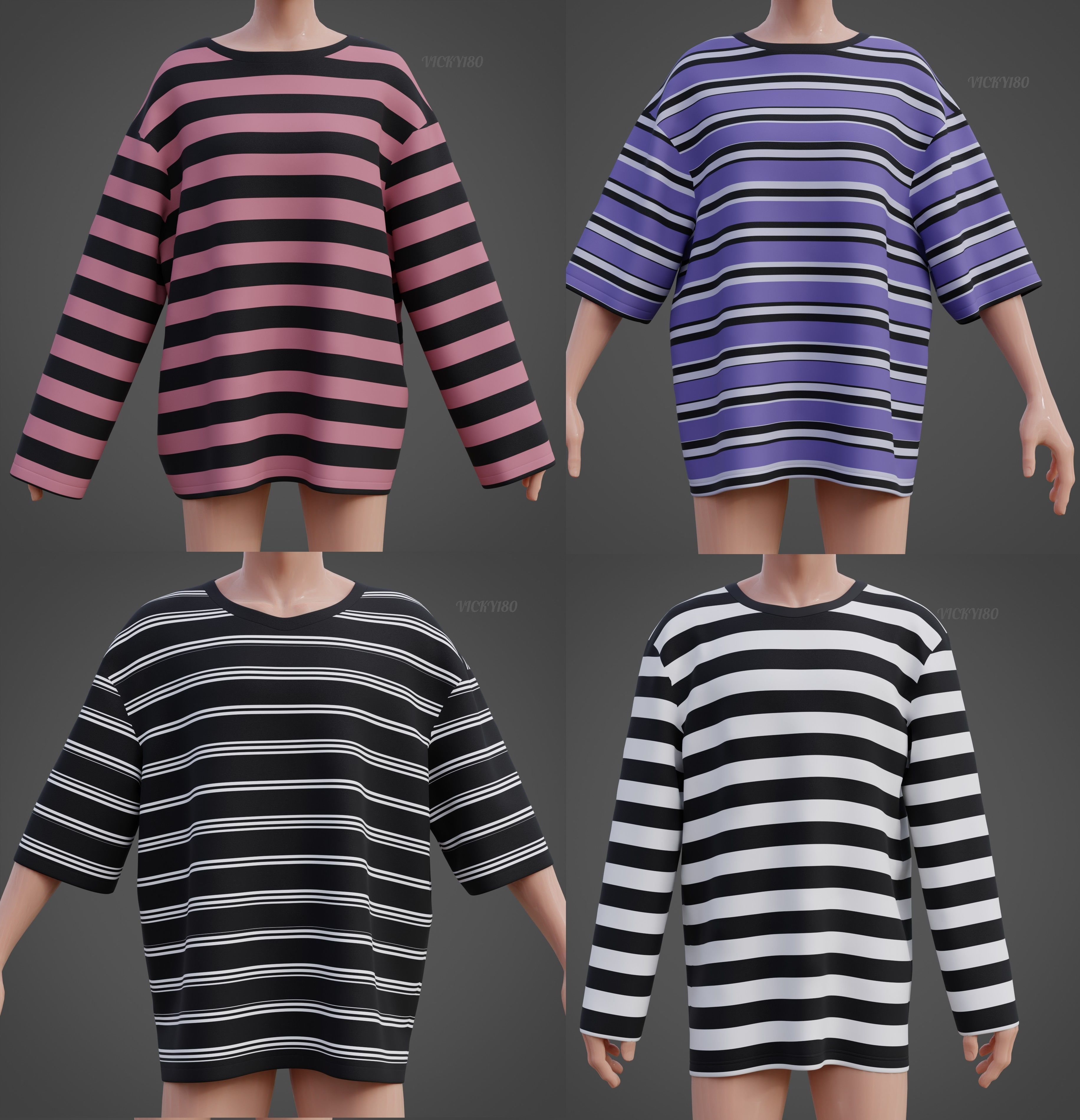 Unisex Striped Shirt Collection Harajuku T-shirt Goth Sweatshirt _4