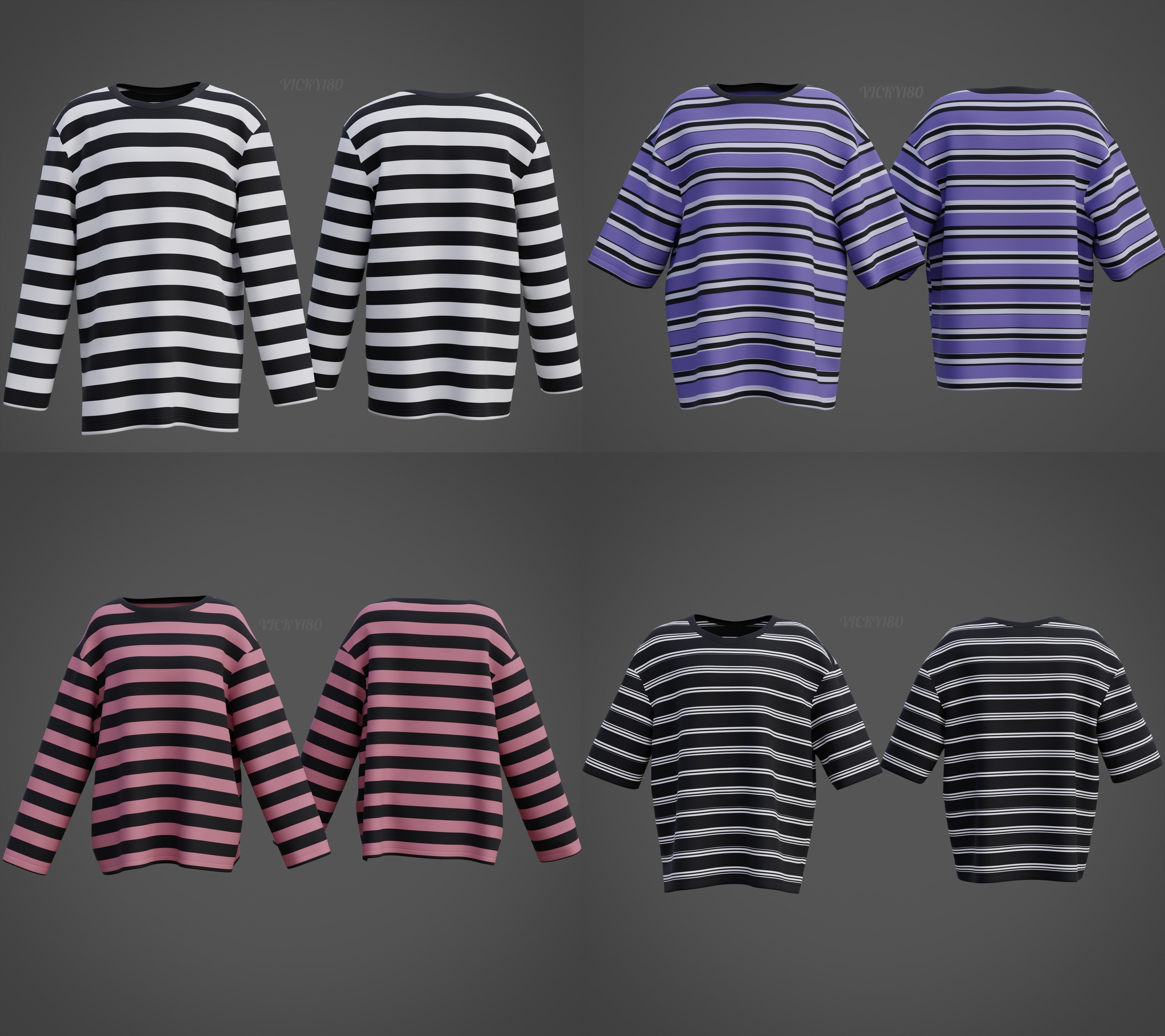 Unisex Striped Shirt Collection Harajuku T-shirt Goth Sweatshirt _5