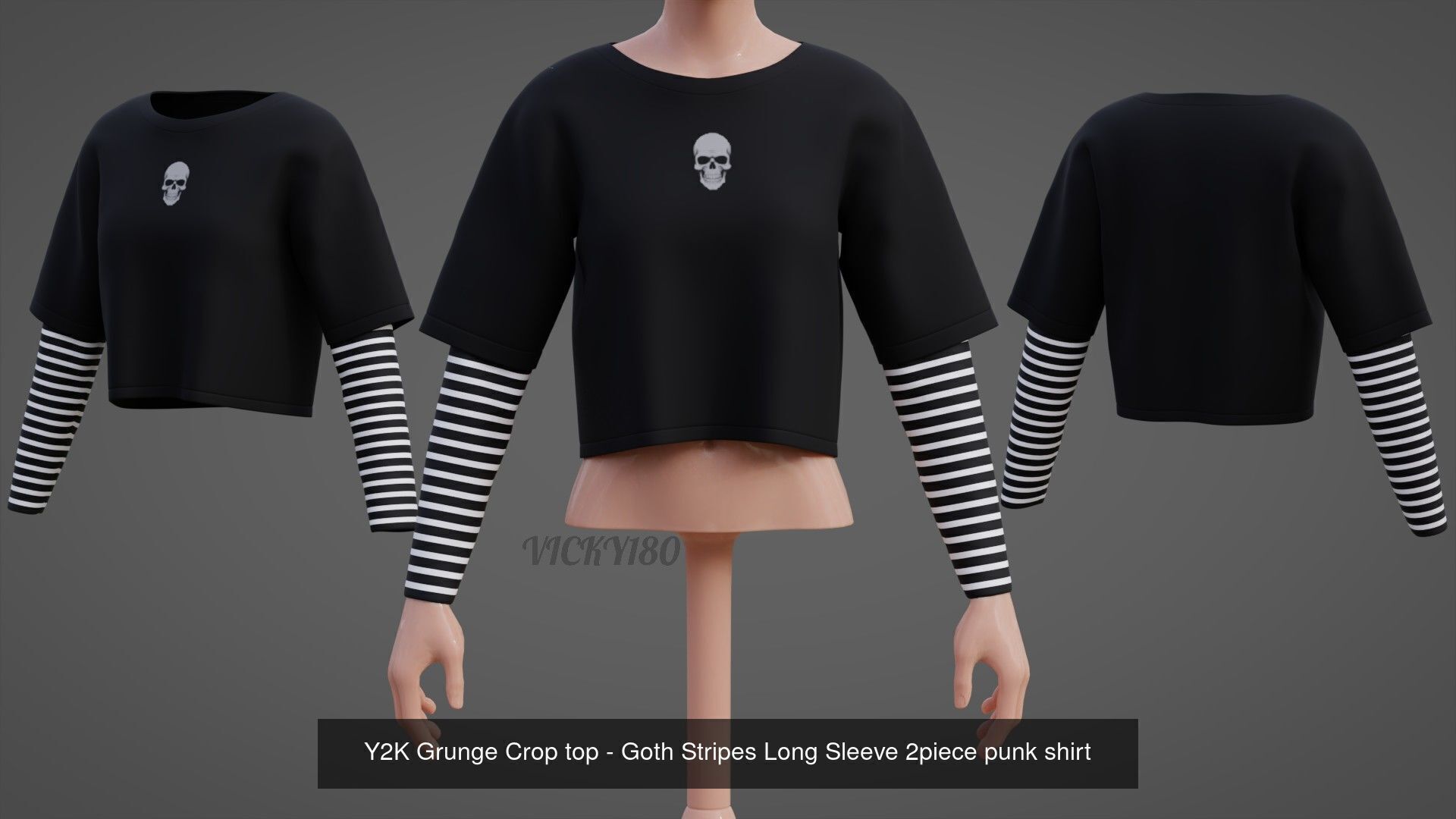 Unisex Striped Shirt Collection Harajuku T-shirt Goth Sweatshirt _17