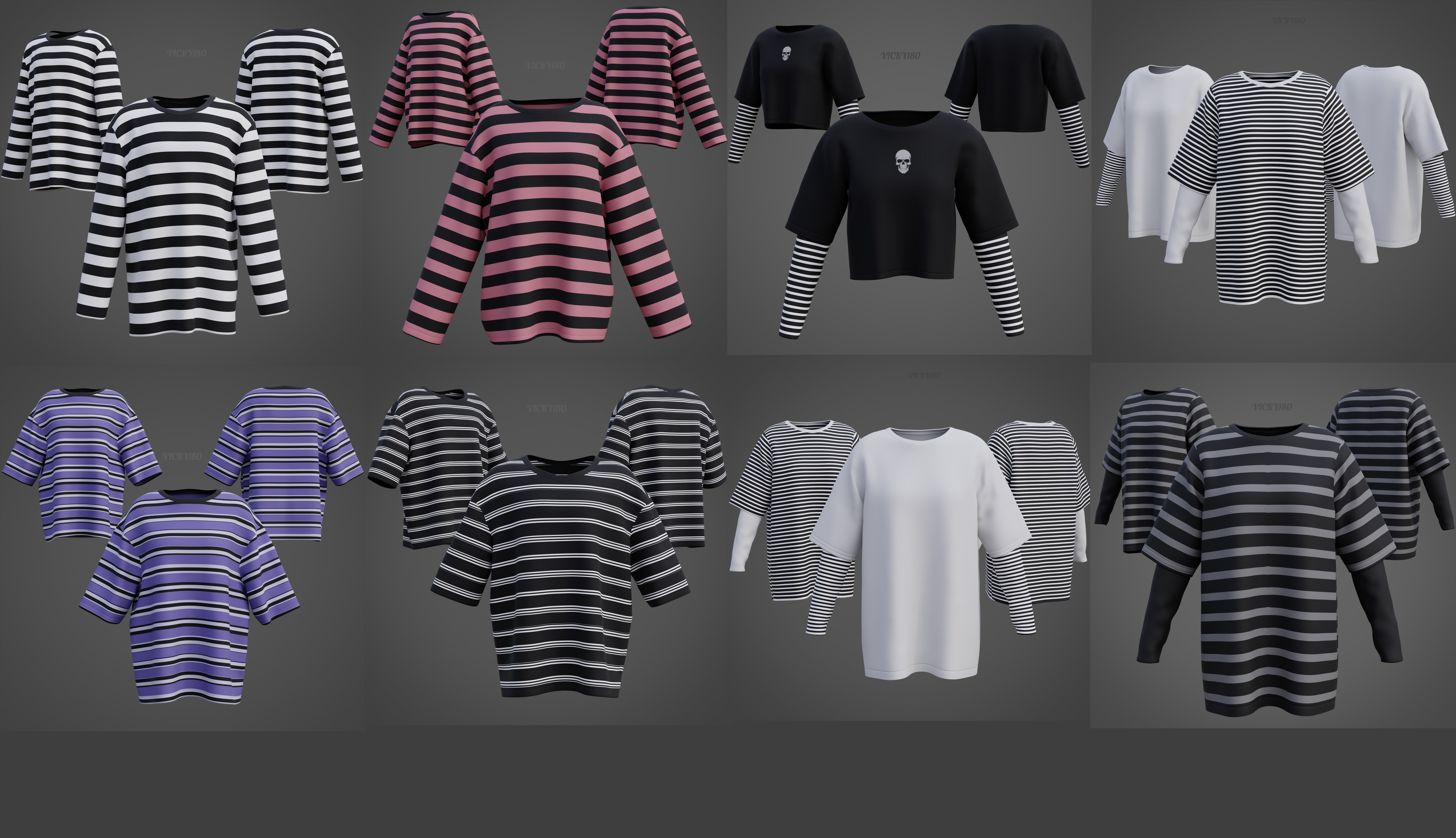 Unisex Striped Shirt Collection Harajuku T-shirt Goth Sweatshirt _1