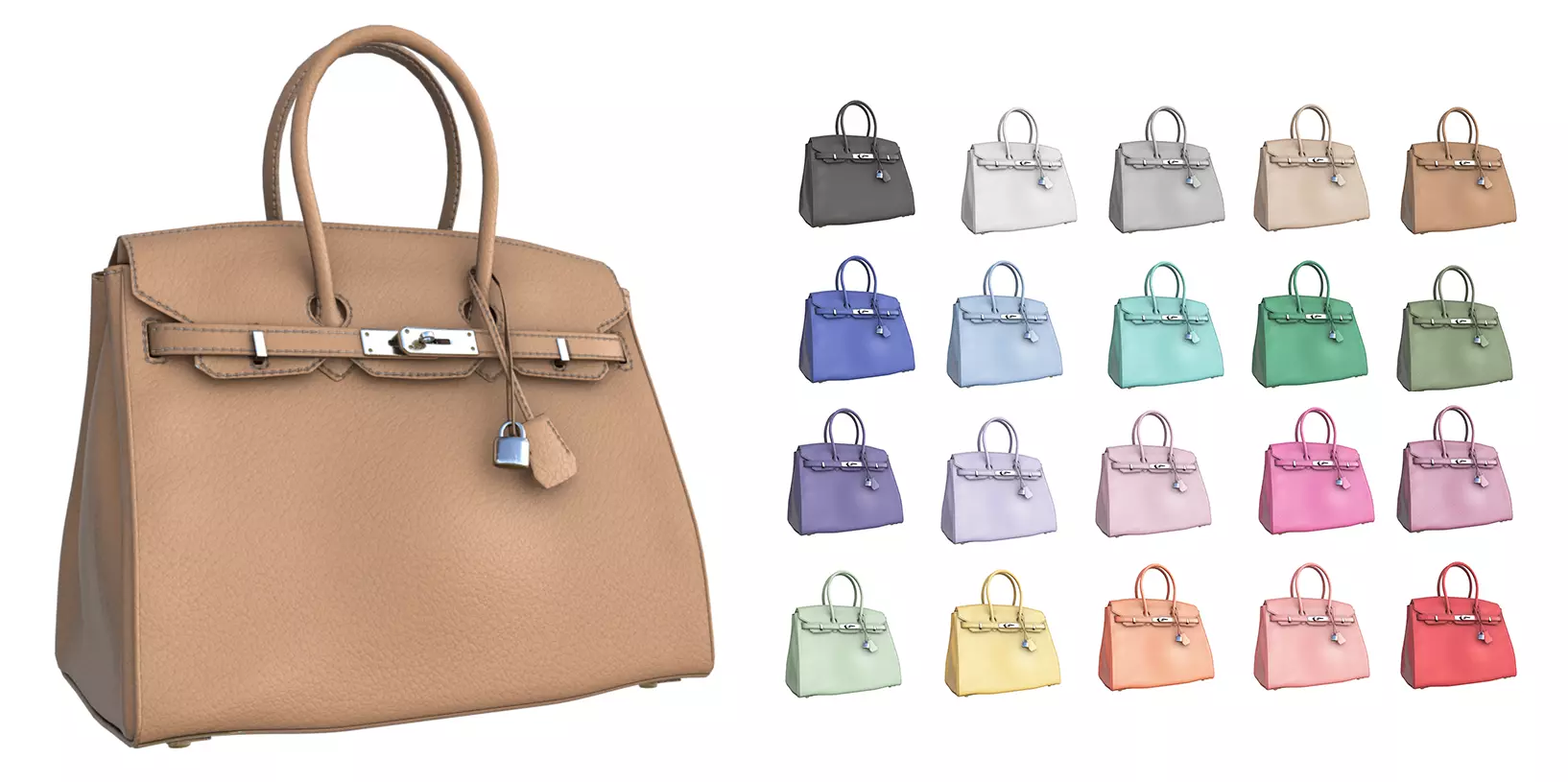 Hermes Birkin Bag Low-poly 3D model