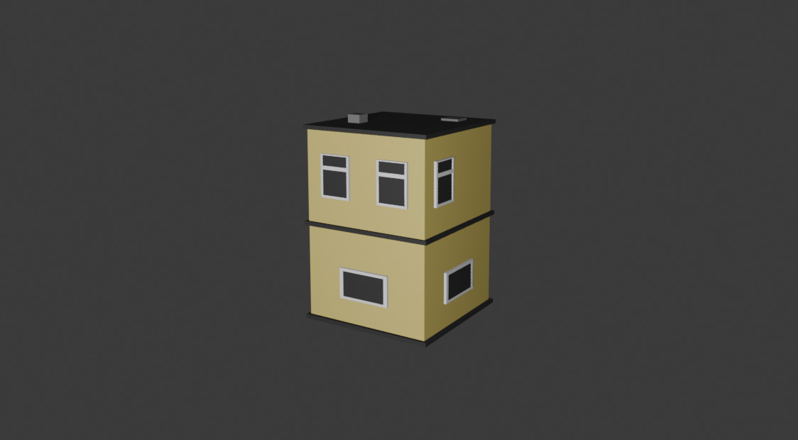 Low Poly Two-Story House Model Low-poly 3D model_1