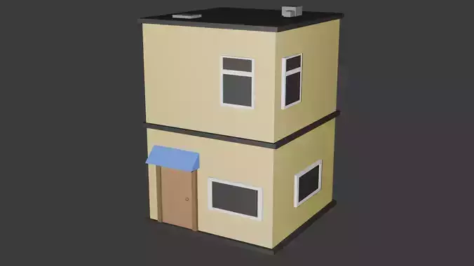 Low Poly Two-Story House Model