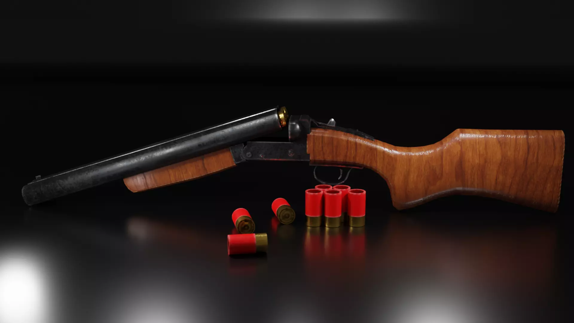 double barrel shotgun Low-poly 3D model