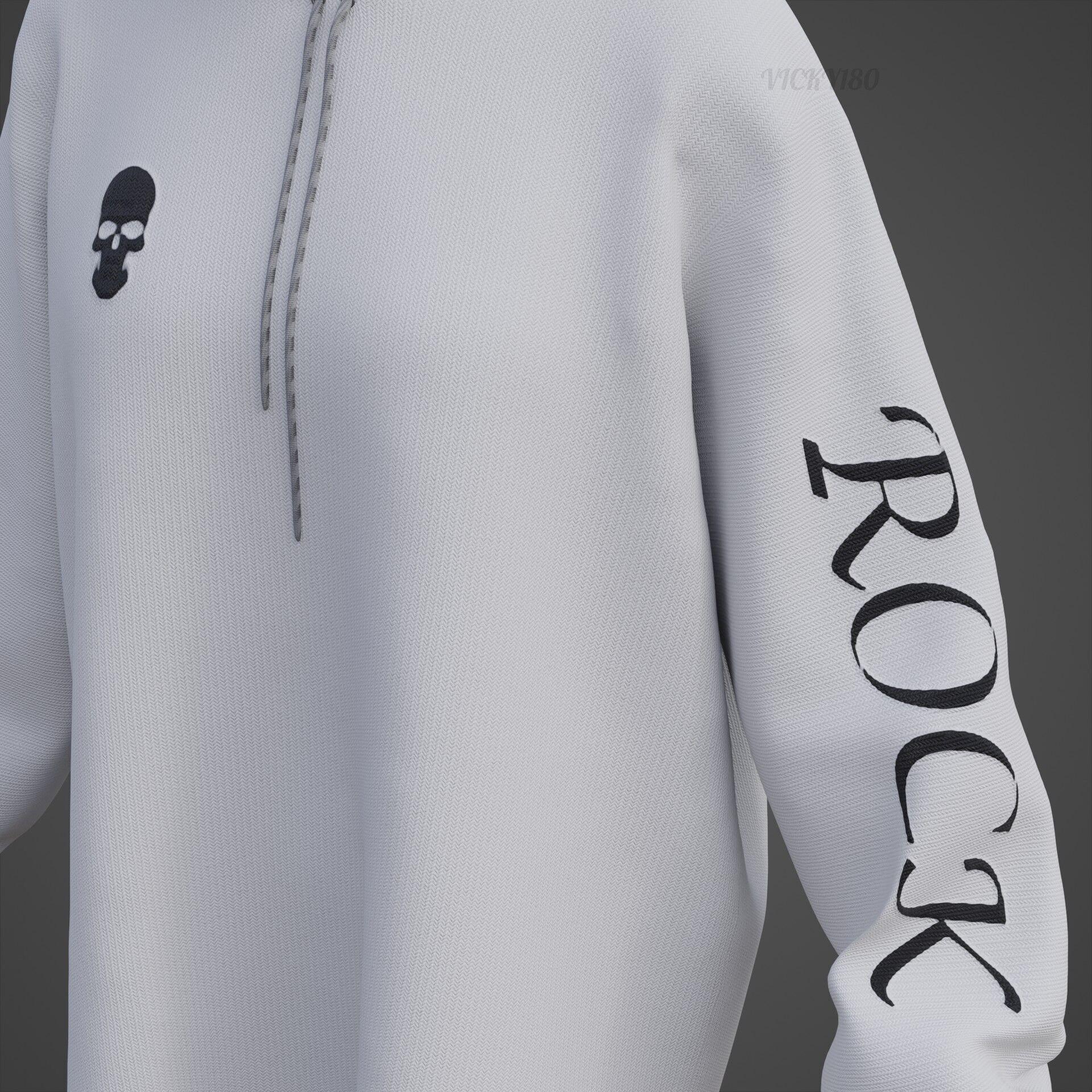 Gothic Oversized Sweatshirt Hoodie Fishnet Tights Grunge Outfit 3D model_20