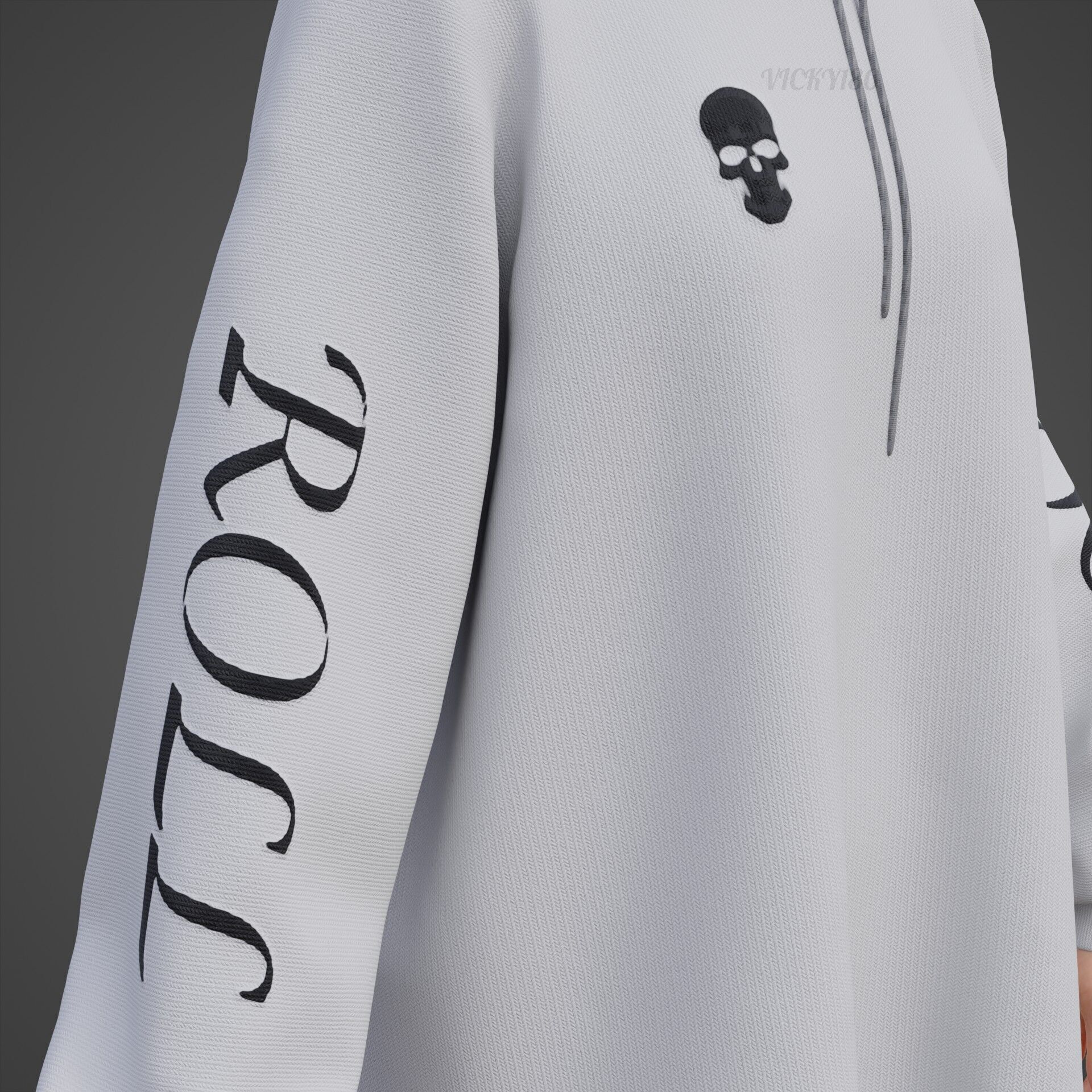 Gothic Oversized Sweatshirt Hoodie Fishnet Tights Grunge Outfit 3D model_22