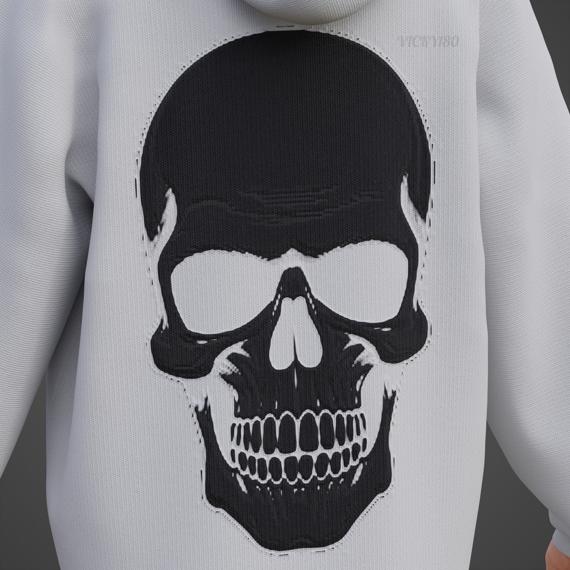 Gothic Oversized Sweatshirt Hoodie Fishnet Tights Grunge Outfit 3D model_11