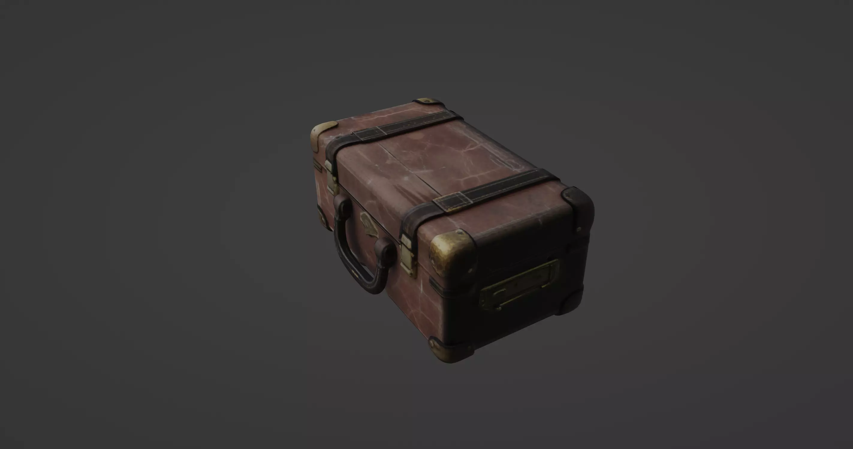 Vintage Leather Suitcase - Antique Travel Chest 3D Model 3D model_0