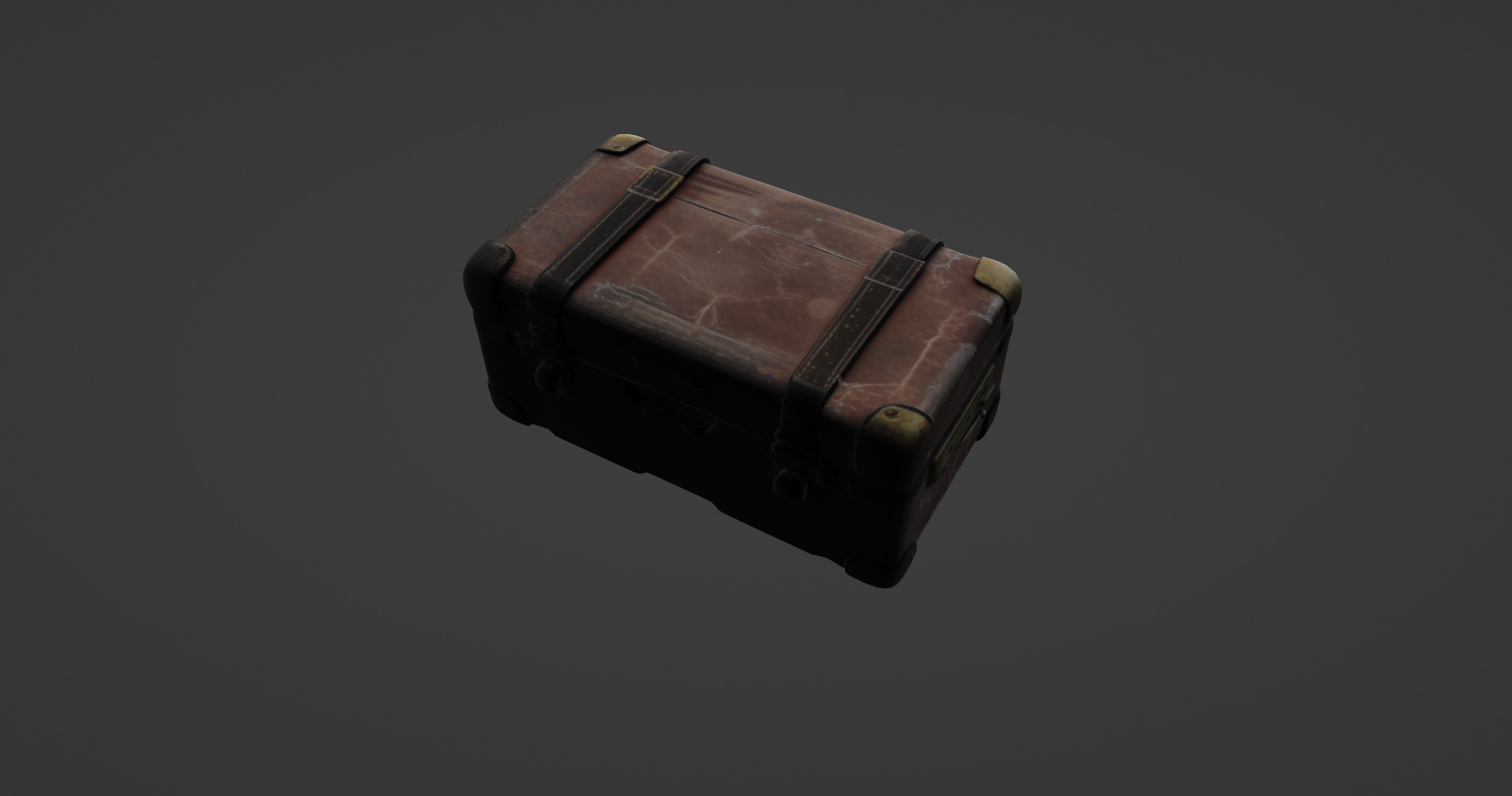 Vintage Leather Suitcase - Antique Travel Chest 3D Model 3D model_8